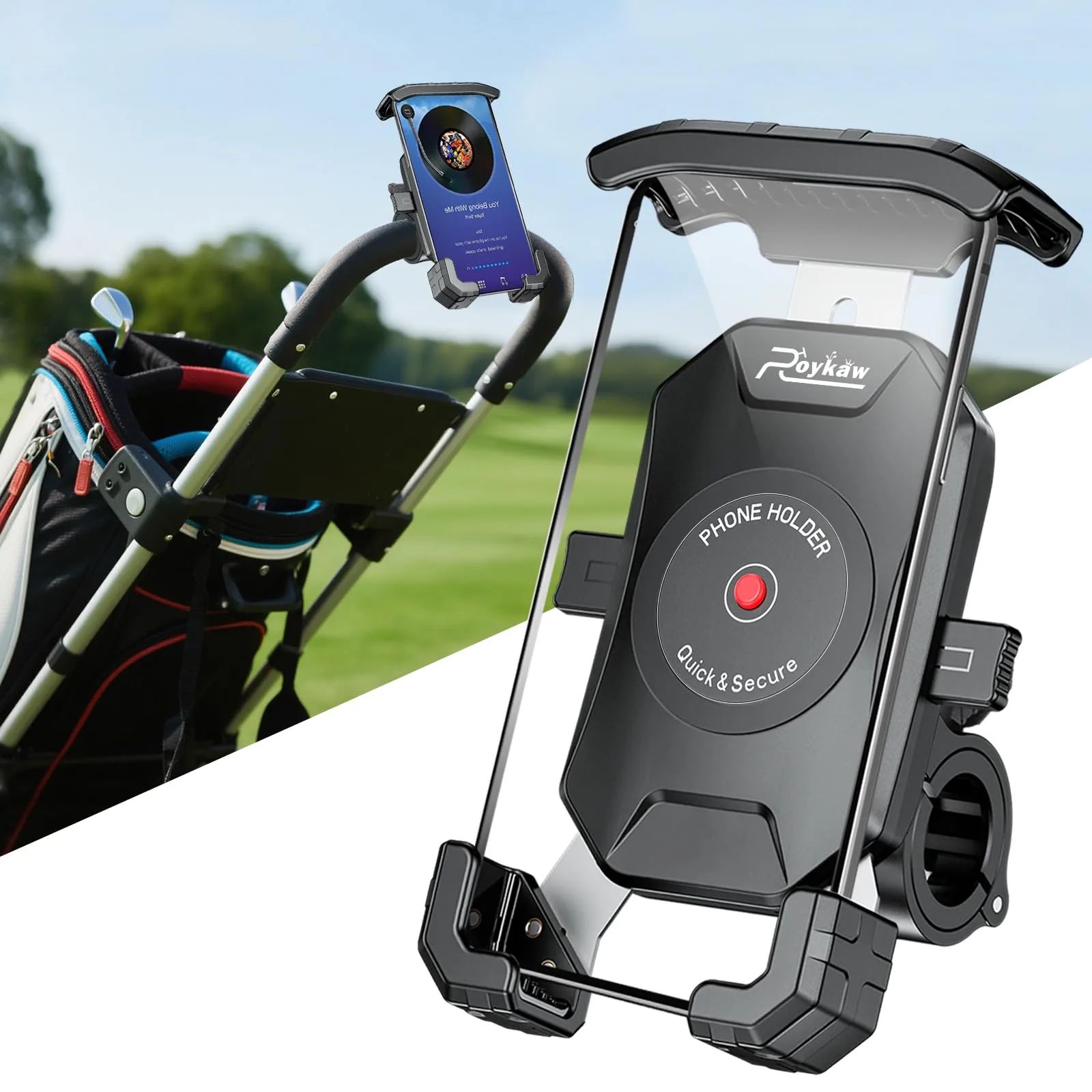 Roykaw AU0570R Golf Cart Phone Holder