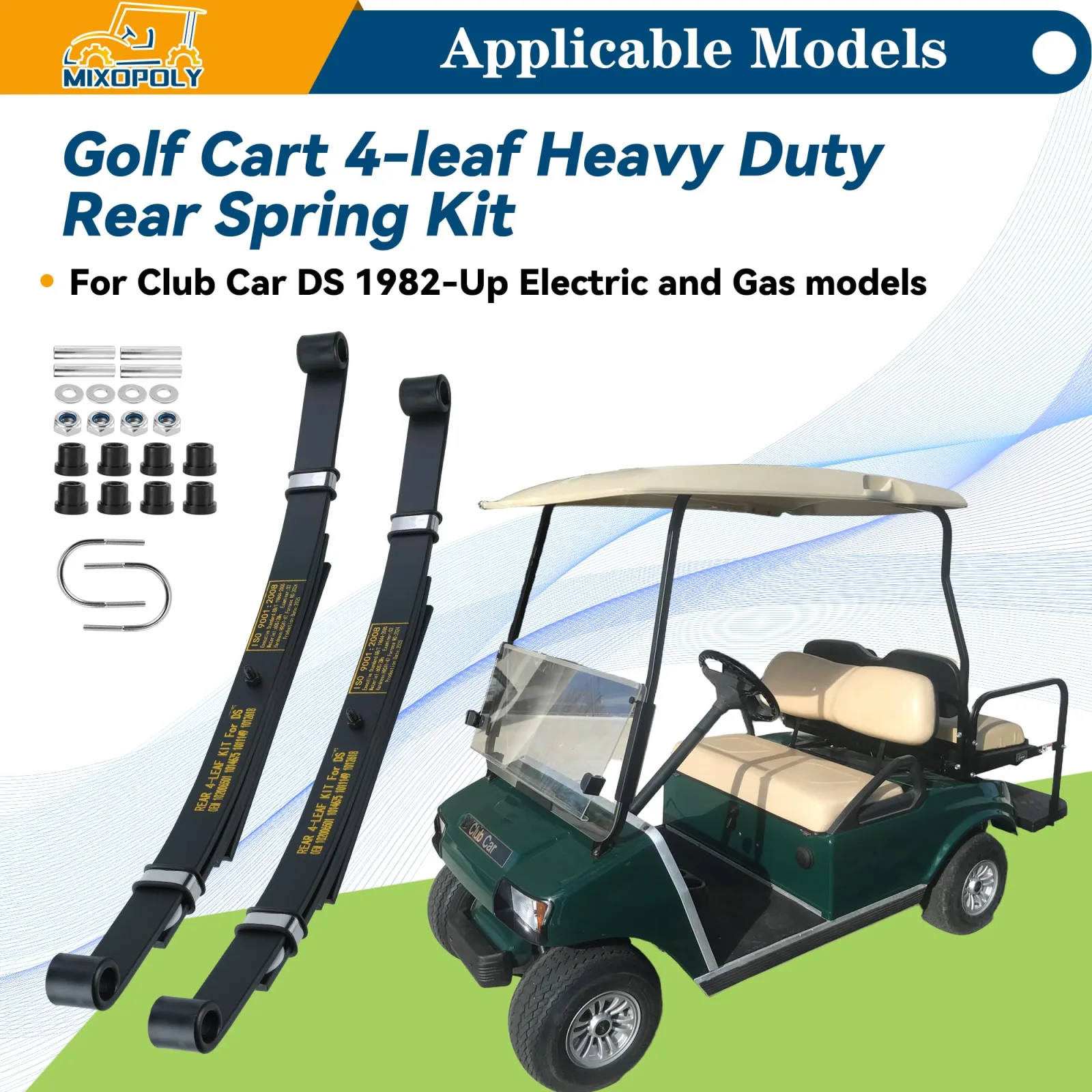Mixopoly 4-Leaf Rear Leaf Spring Kit for Club Car DS image 2