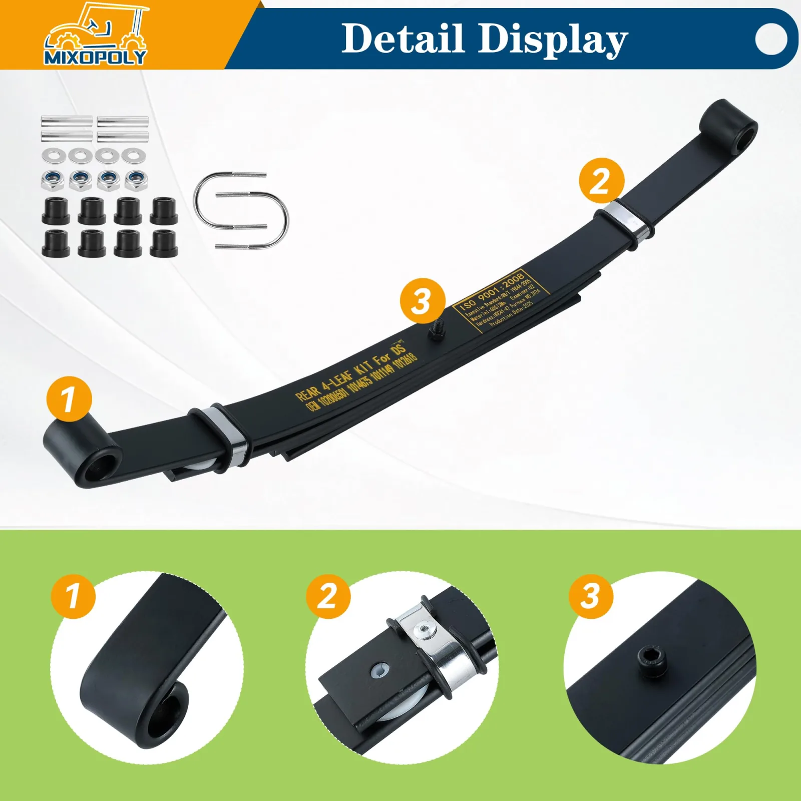 Mixopoly 4-Leaf Rear Leaf Spring Kit for Club Car DS image 3