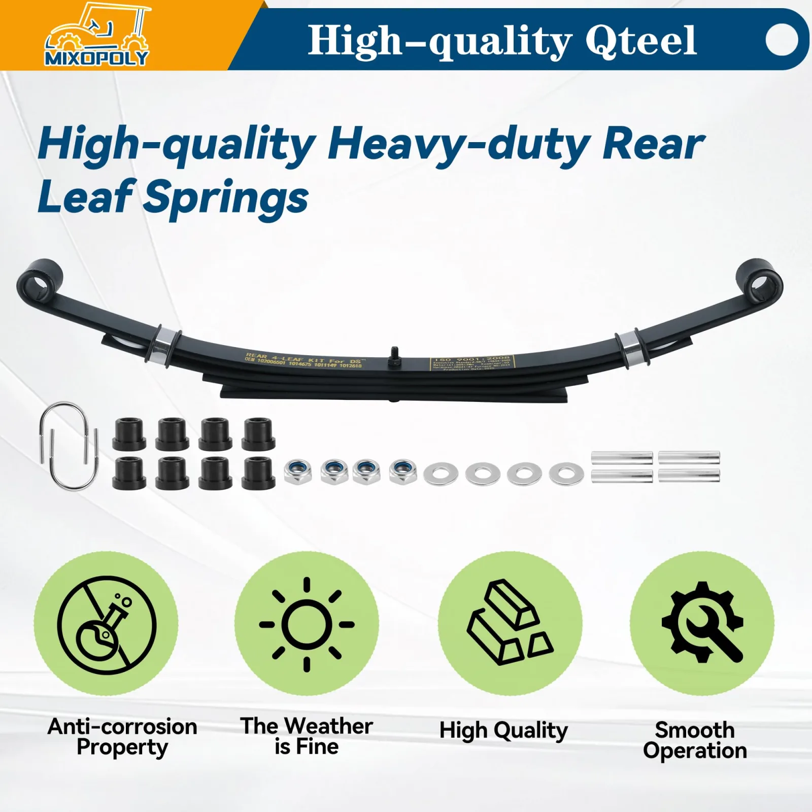 Mixopoly 4-Leaf Rear Leaf Spring Kit for Club Car DS image 4