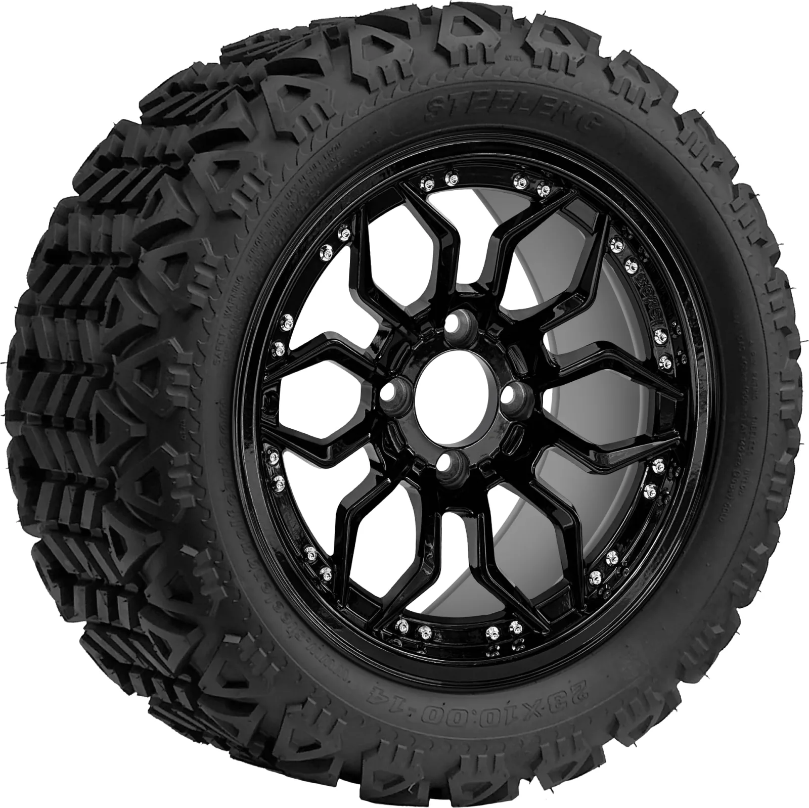 14" Scorpion 14x7 Gloss Black Wheel & 23x10-14" Tire Kit WH1444/TR1403