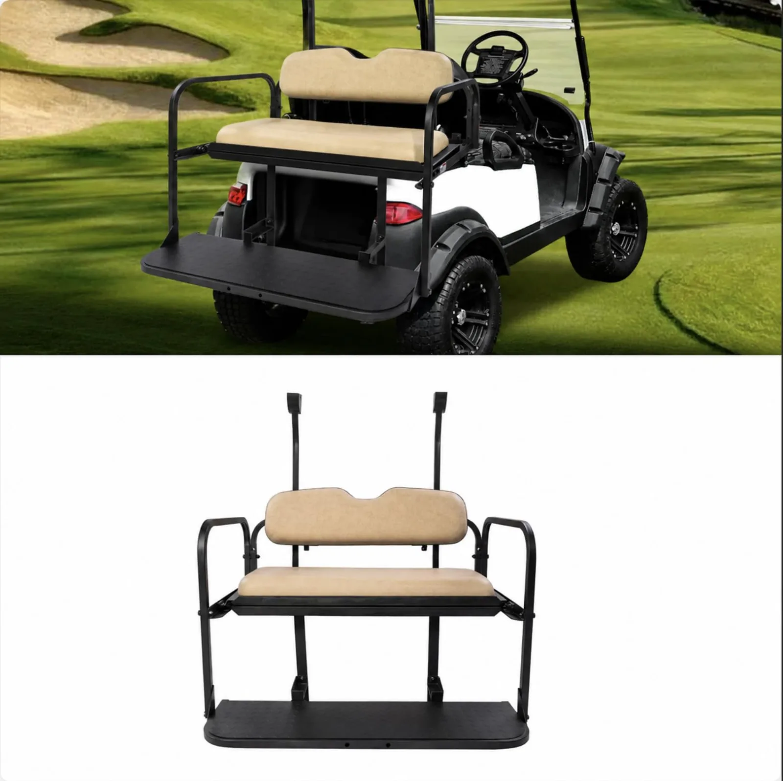 LUXCART Rear Flip Seat Kit for Club Car Precedent & Tempo — Beige