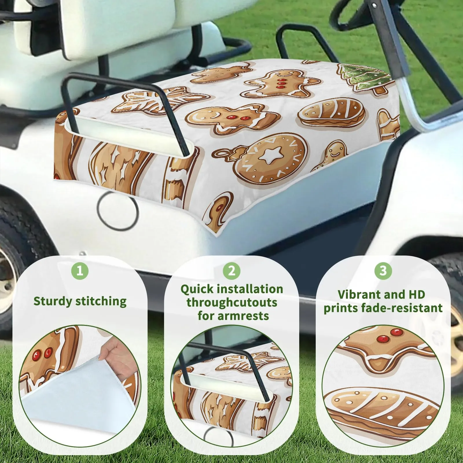 Tiveruda Gingerbread Golf Cart Seat Cover Blanket image 3