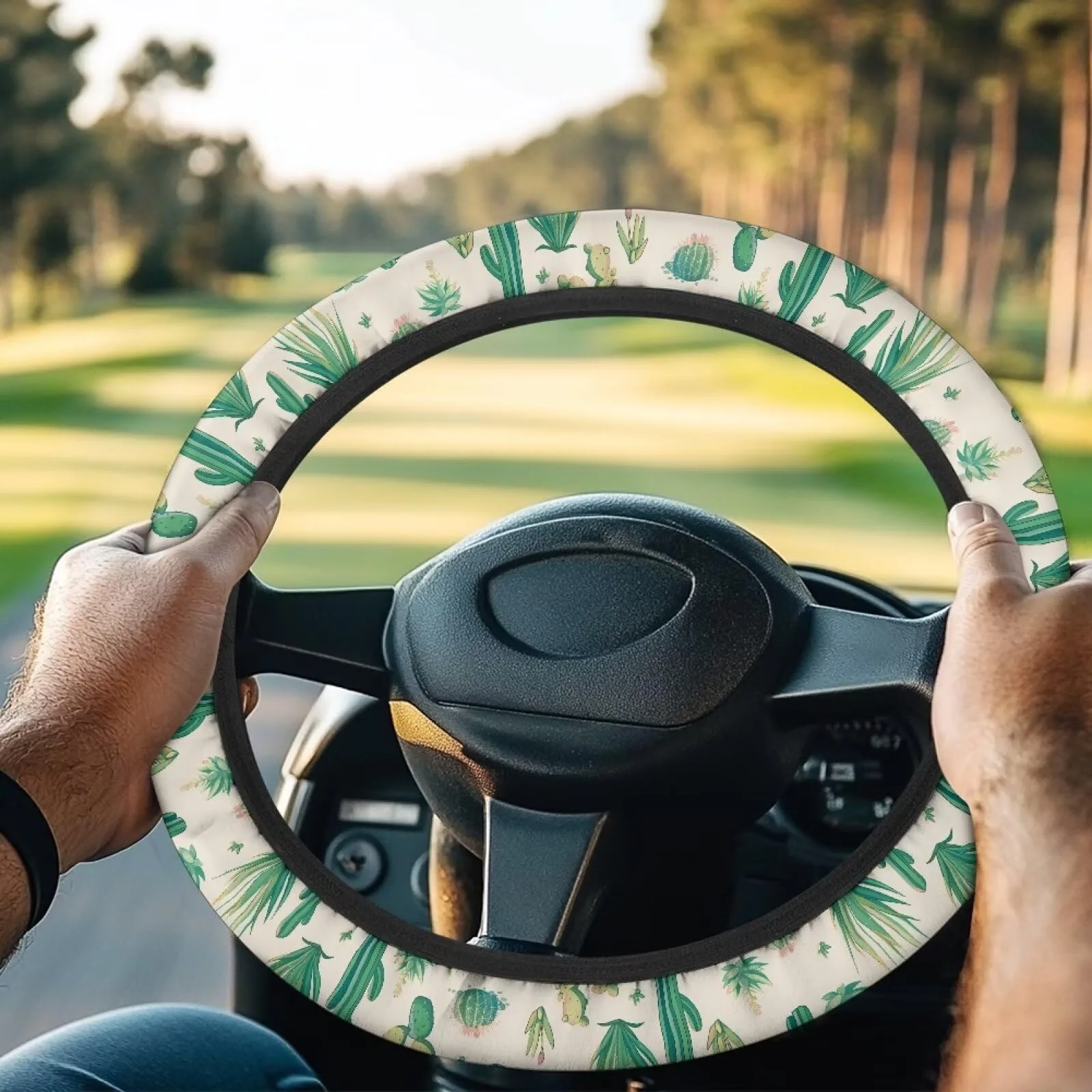 SUITOSELFY Tropical Cactus Golf Cart Steering Wheel Cover
