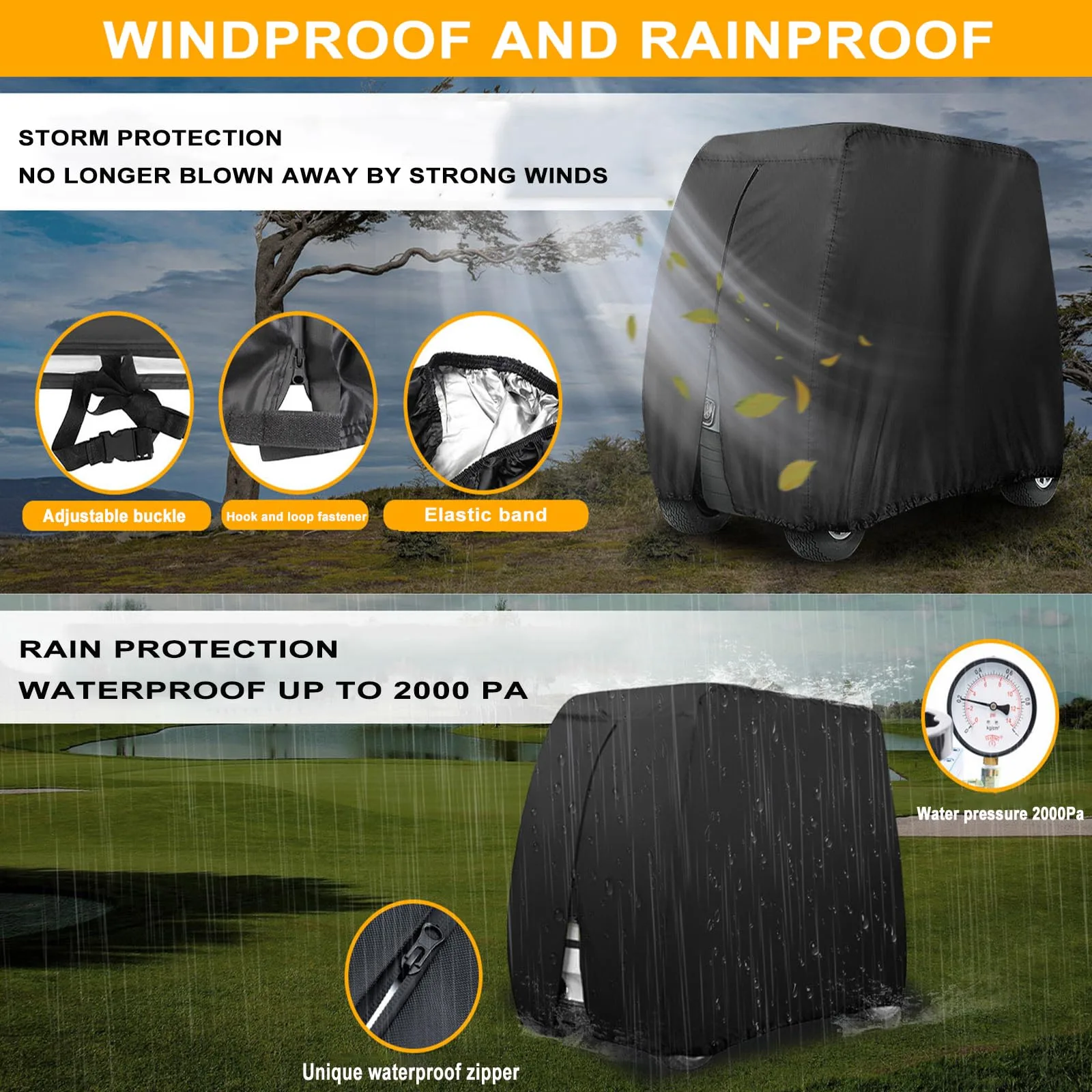 FDHTHJFYJ Golf Cart Cover for Star EV Sirius 2+2, 2020-2025 image 3