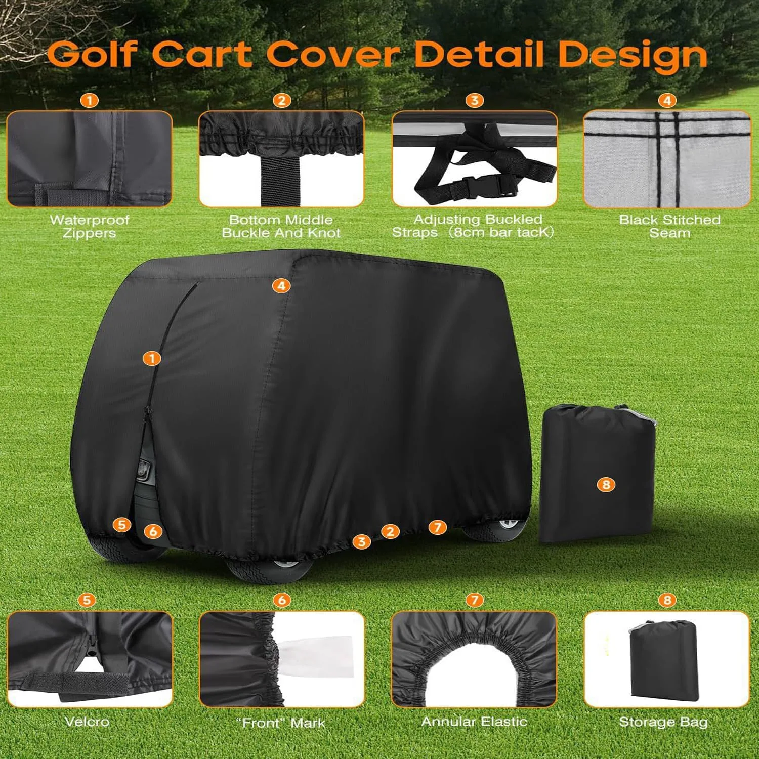FDHTHJFYJ Golf Cart Cover for Star EV Sirius 2+2, 2020-2025 image 4