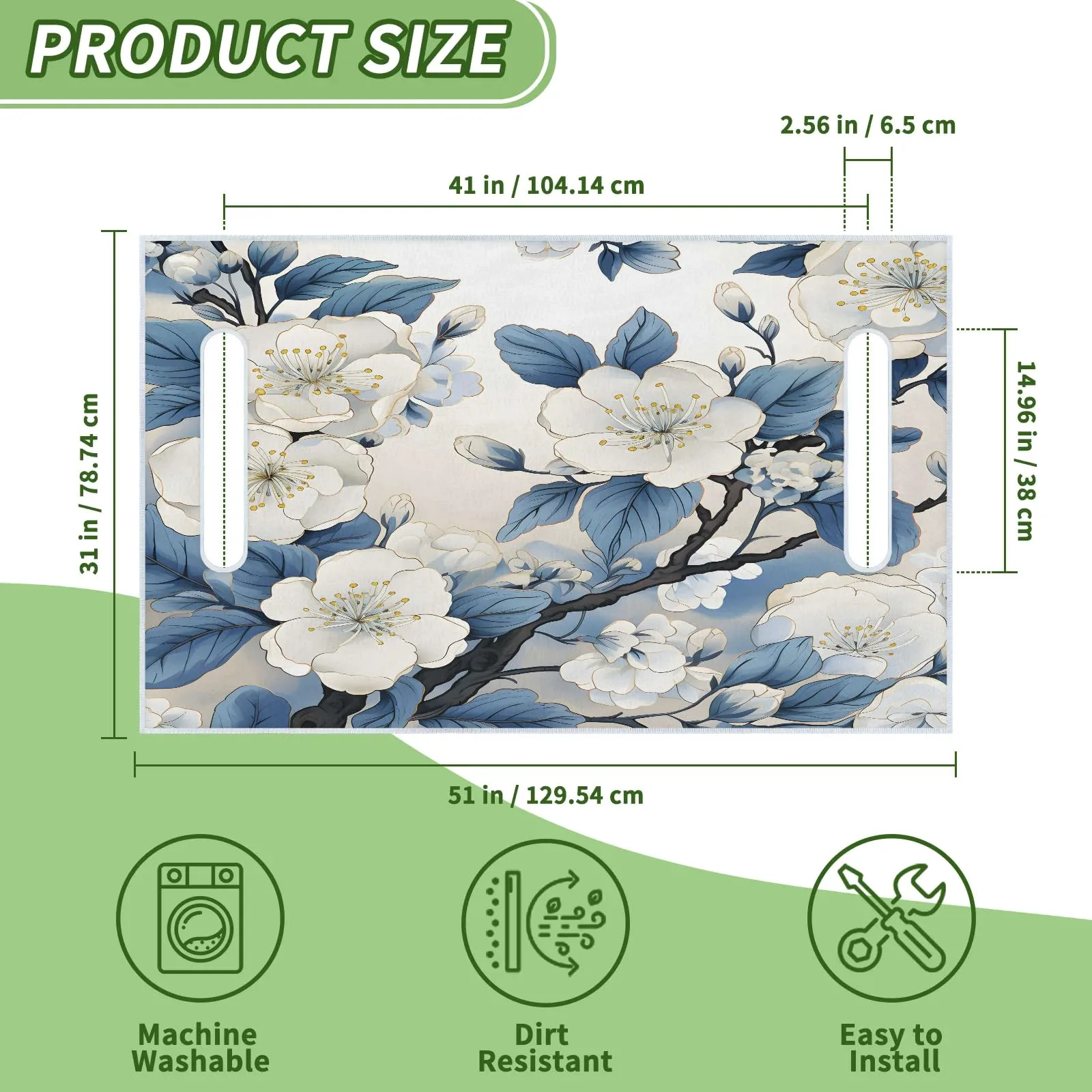 Tiveruda Retro White Flowers Golf Cart Seat Cover – 51" x 31" image 2