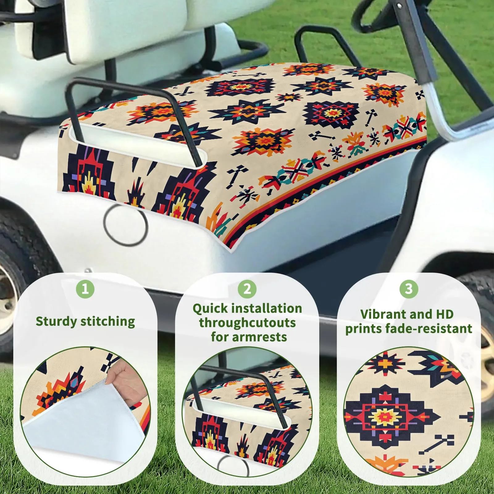 Tiveruda Golf Cart Seat Cover for Double Seats image 3