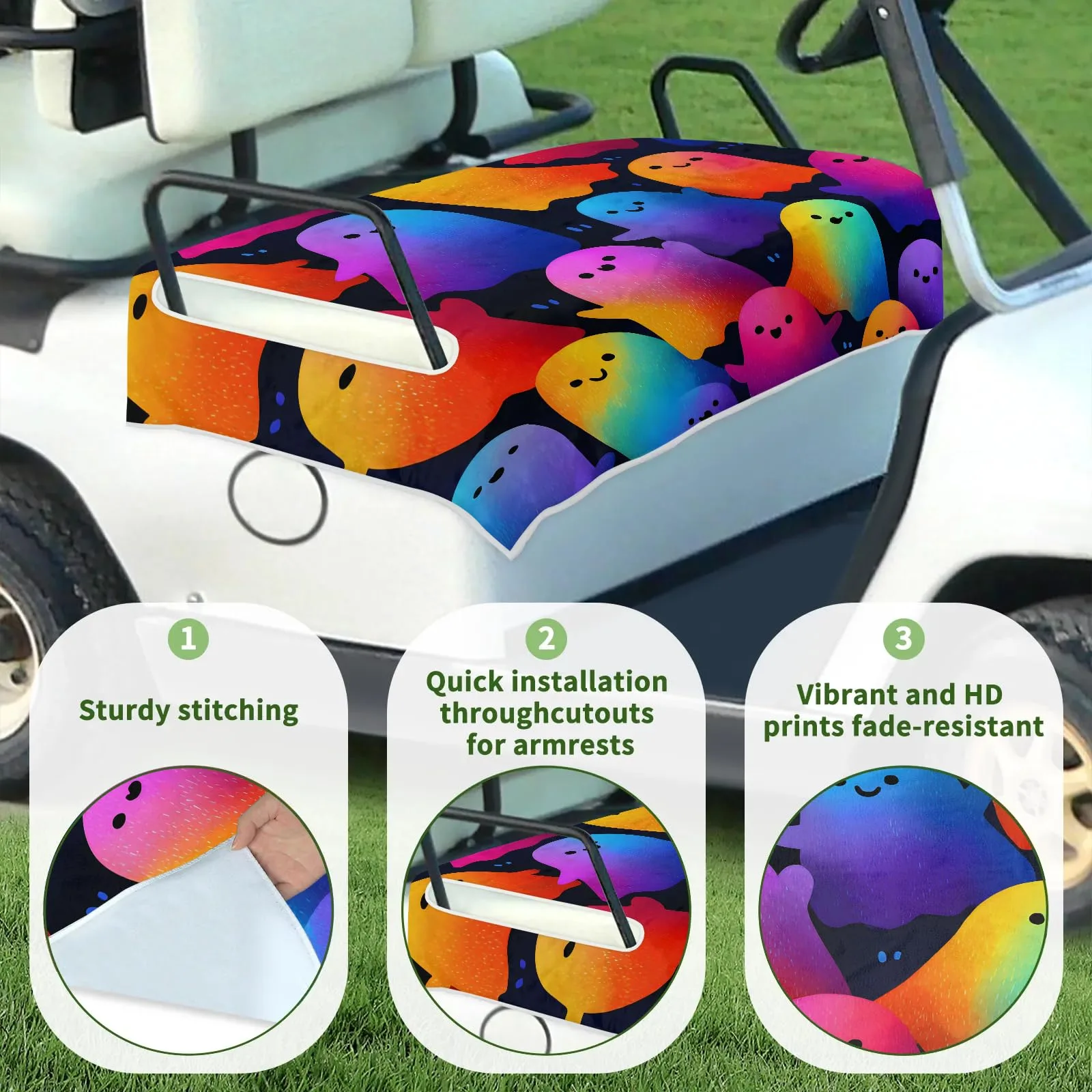 Tiveruda Halloween Ghost Golf Cart Seat Cover 51 x 31 in image 3