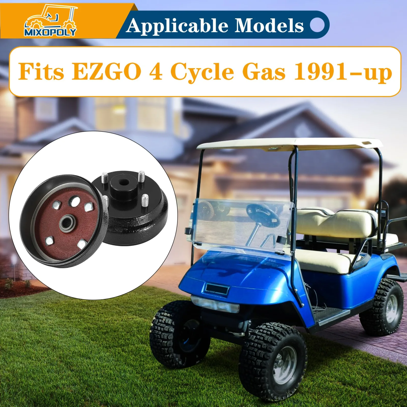 Mixopoly E-Z-GO Golf Cart Brake Drum Hub Assembly image 3