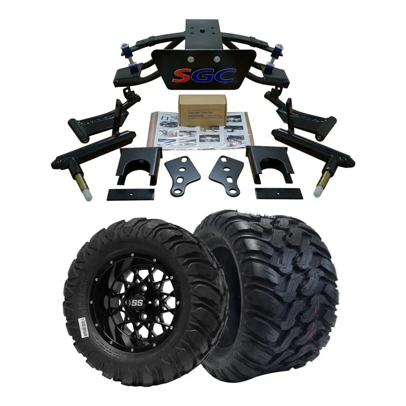 Hardcore Parts LKW-PR04-D12AL50T09 4" Double A-Arm Lift Kit with 12" Venom Wheels & 22x11-12 Tires for Club Car Precedent (2004+)