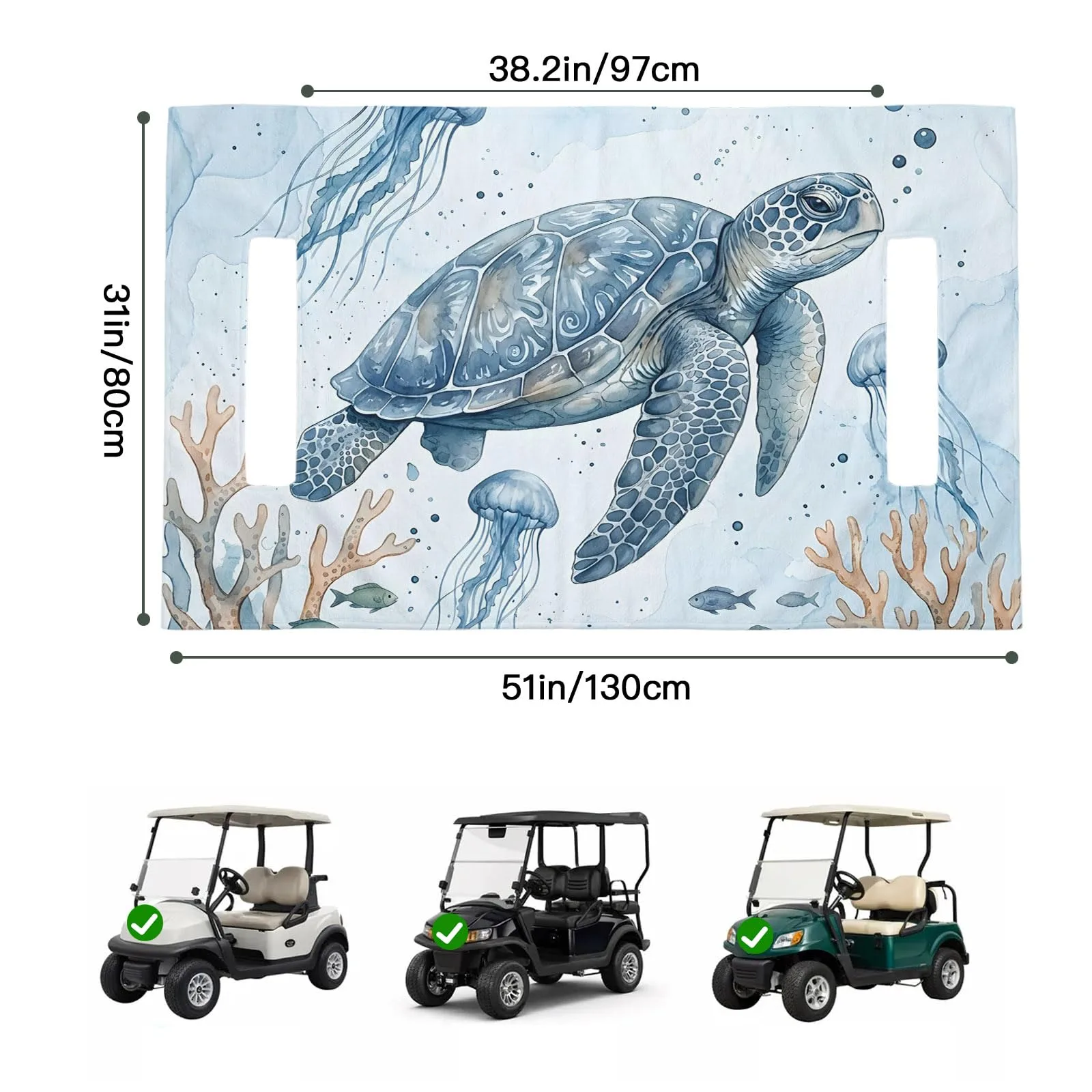 Trosturdspn Blue Sea Turtles Golf Cart Seat Cover image 2