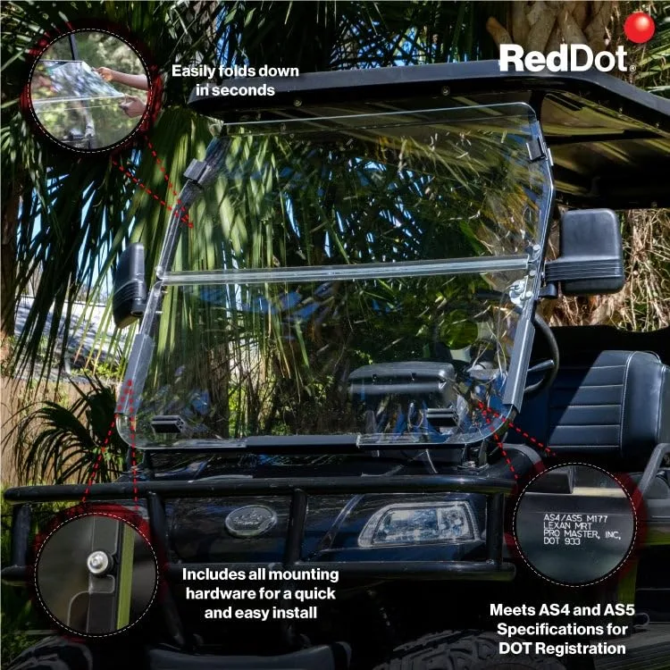 RedDot 09-221 Folding Windshield for Evolution Golf Carts image 2