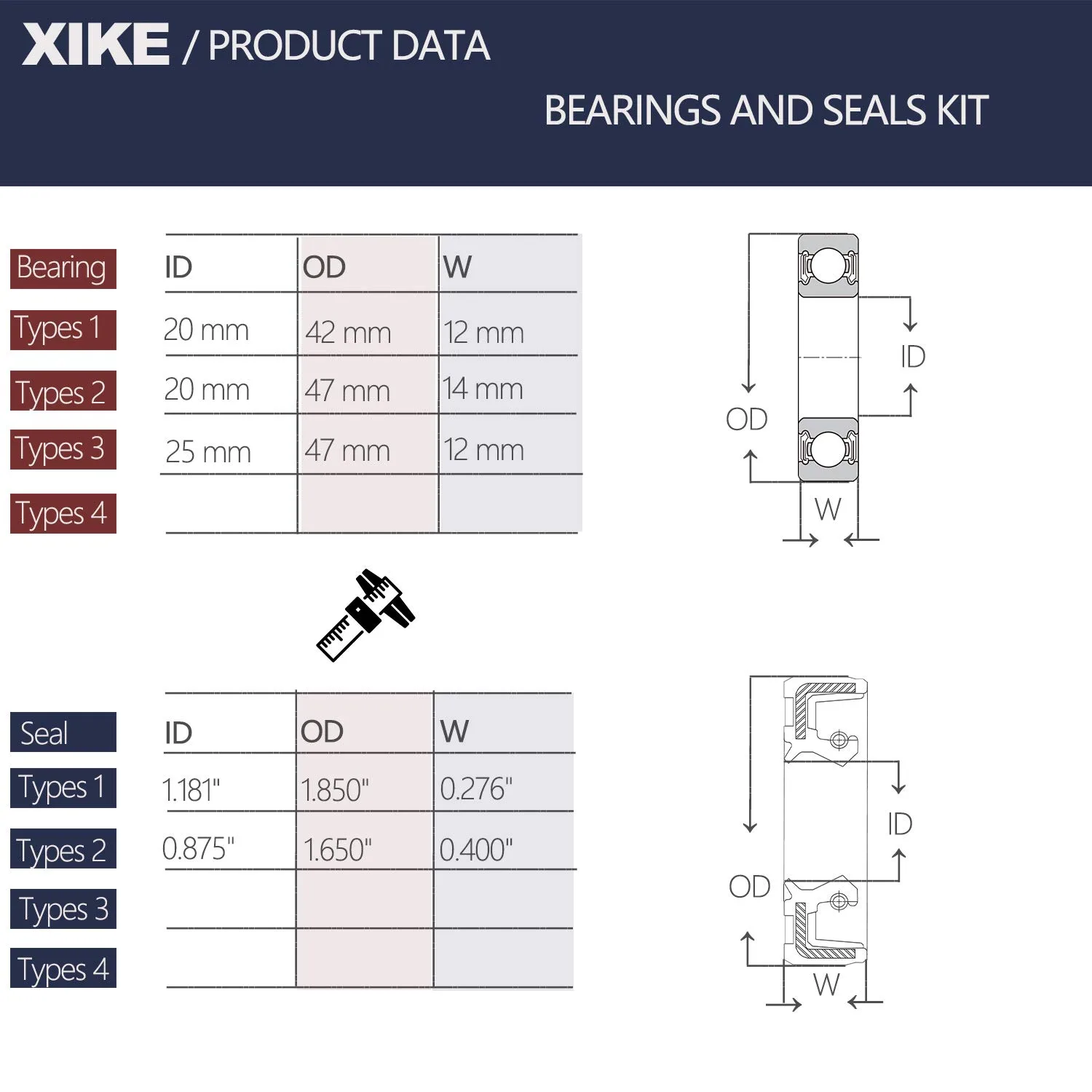 XiKe Yamaha Golf Cart Axle Bearing and Seal Kit image 2