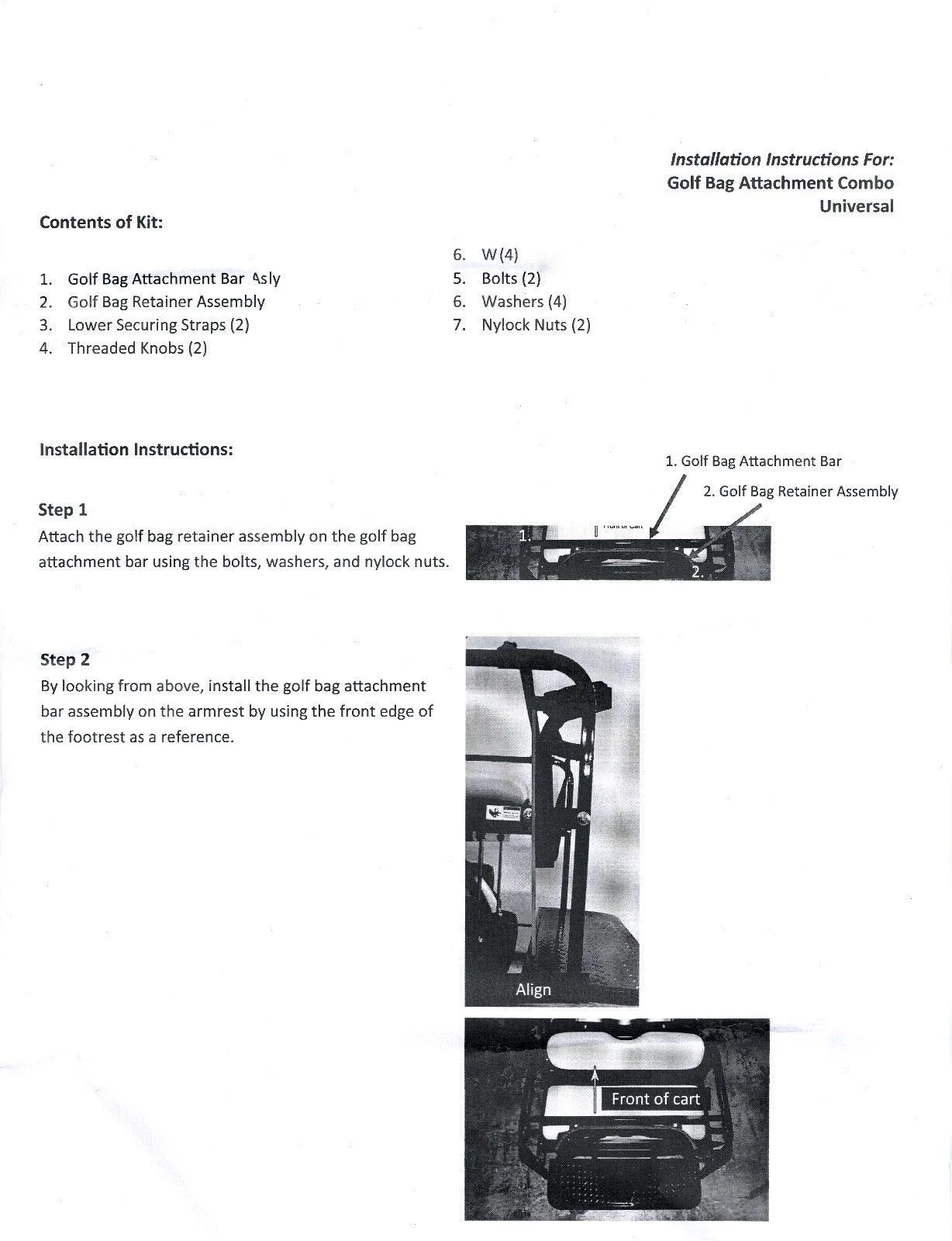 3G Universal Golf Bag Attachment Combo Parts:GB1 image 4