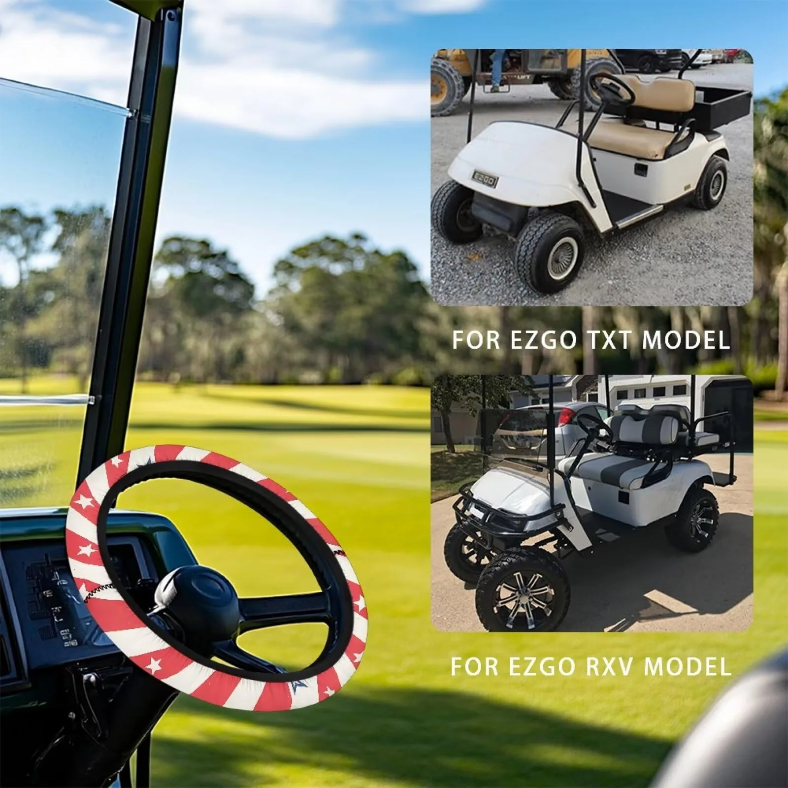 Panskyllis Golf Cart Steering Wheel Cover, 13.5-Inch image 3