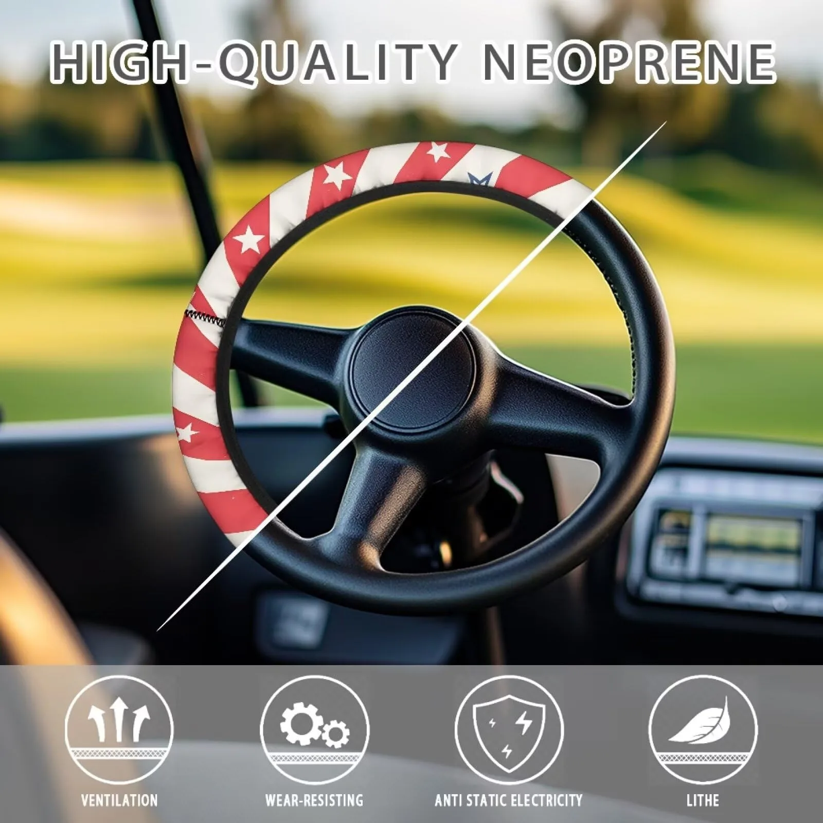 Panskyllis Golf Cart Steering Wheel Cover, 13.5-Inch image 4
