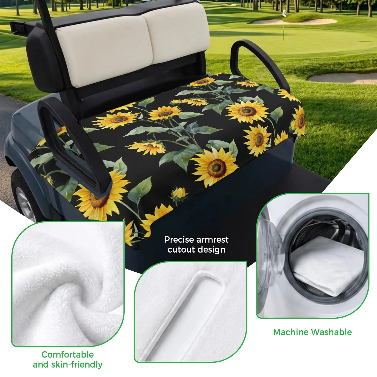 Trosturdspn Sunflower Golf Cart Seat Towel Blanket image 3