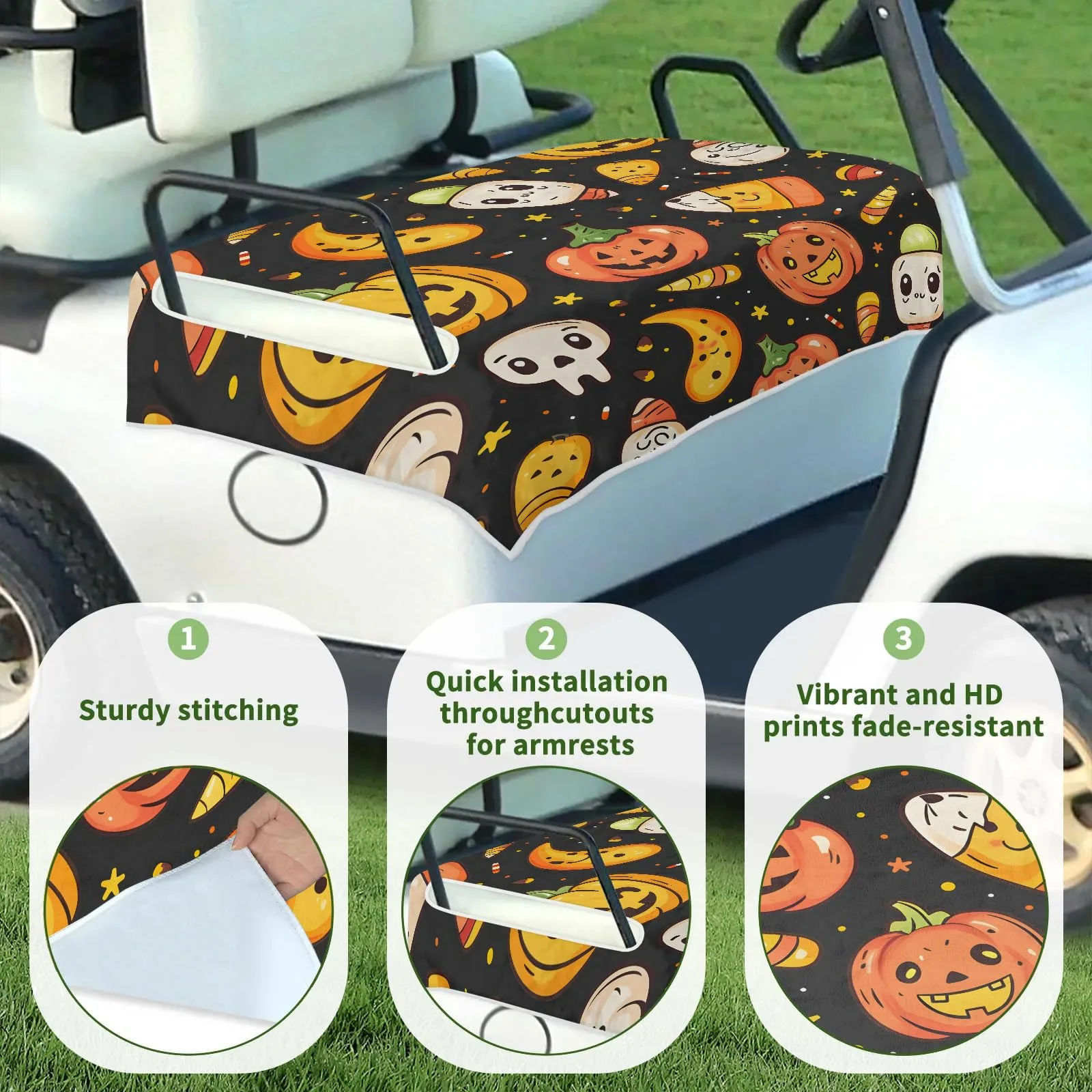 Tiveruda Golf Cart Seat Cover 51" x 31" Microfiber for 2-Person Seats image 3