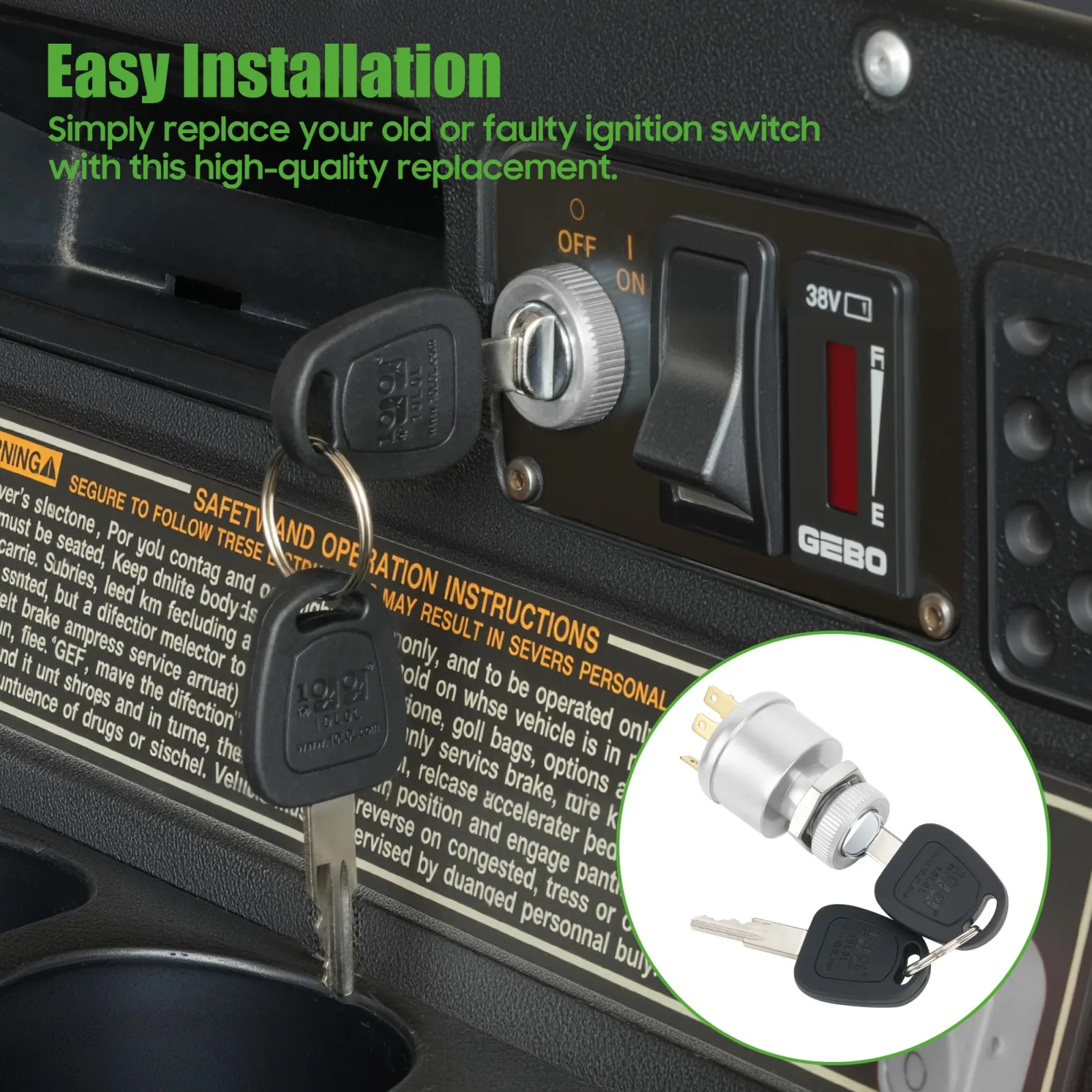 10L0L E-Z-GO Ignition Switch and 2-Passenger Enclosure image 4