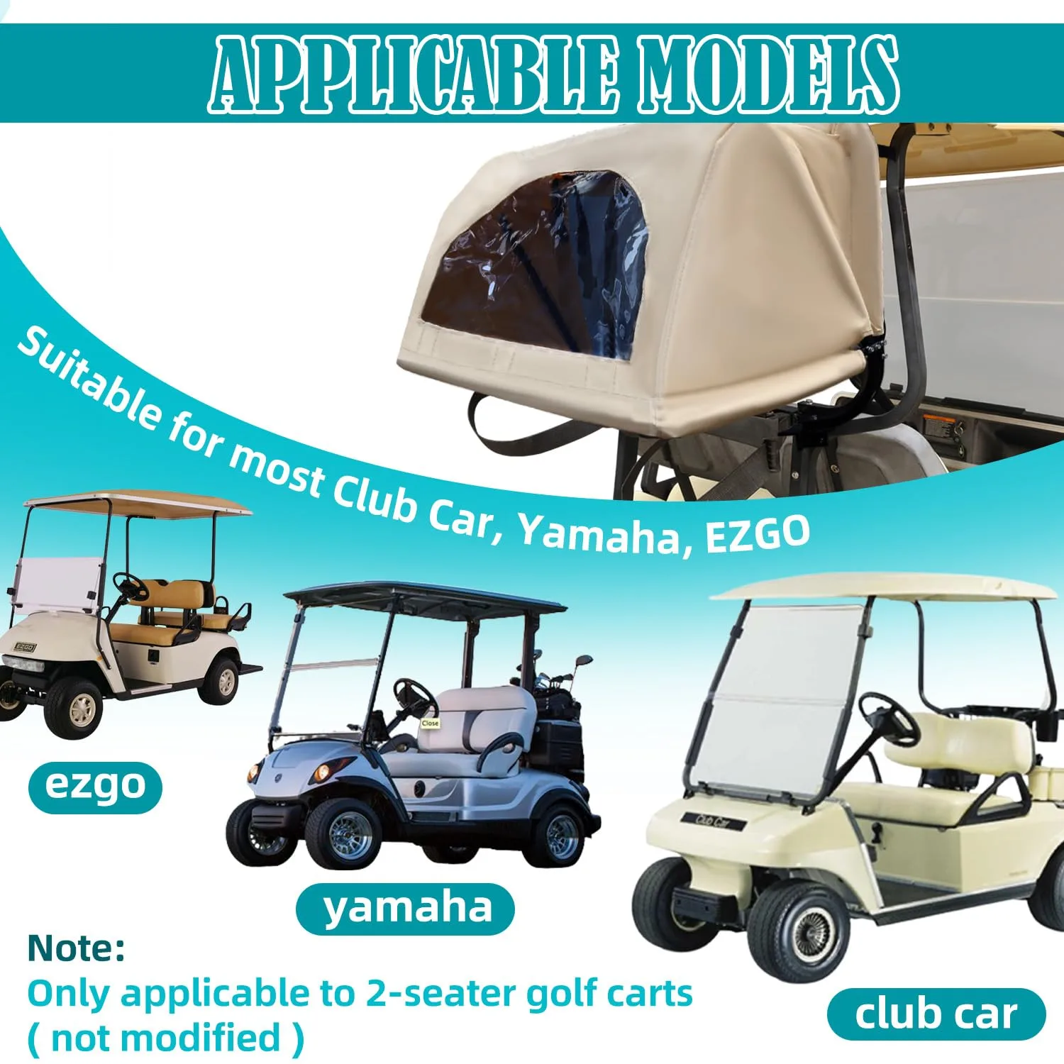 CartClan CT-0112 Rear Golf Cart Bag Rain Cover Kit image 3