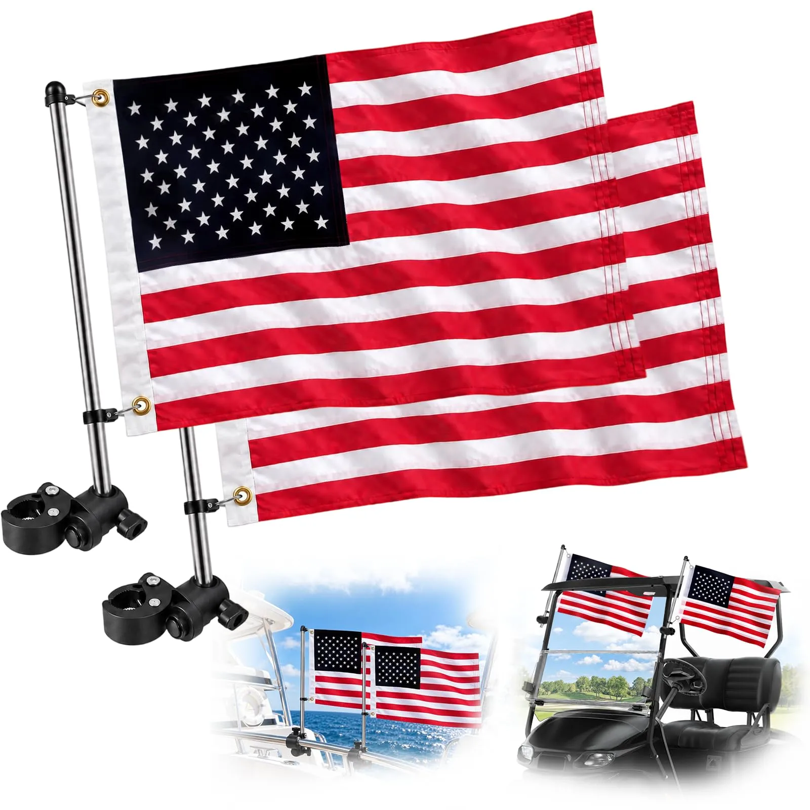 iLSKW Golf Cart Flag Holder Kit for Yamaha, E-Z-GO & Club Car