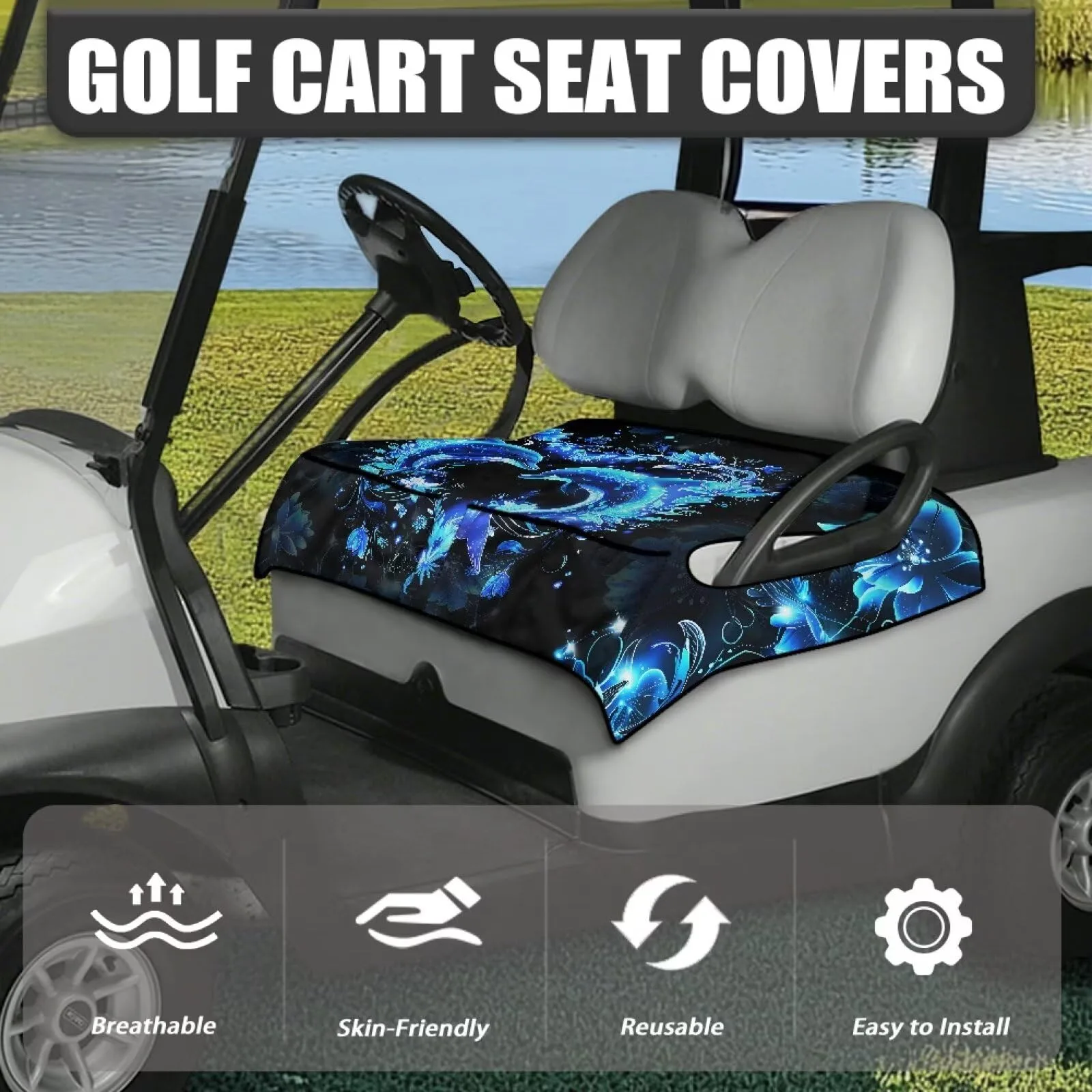 Knextrepoy Golf Cart Seat Cover with 4 Pockets image 2