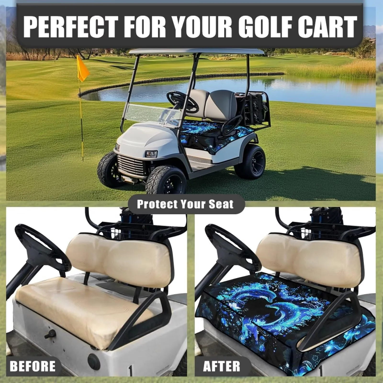 Knextrepoy Golf Cart Seat Cover with 4 Pockets image 3