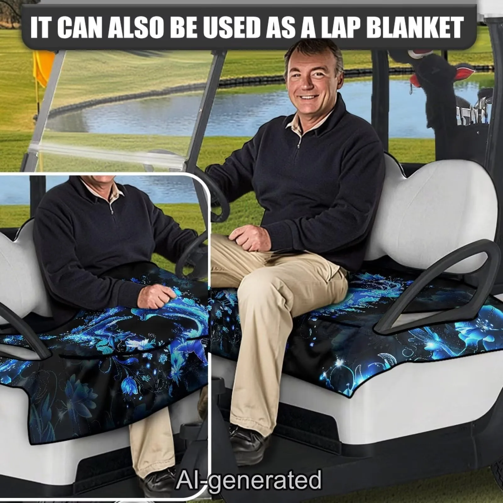 Knextrepoy Golf Cart Seat Cover with 4 Pockets image 4