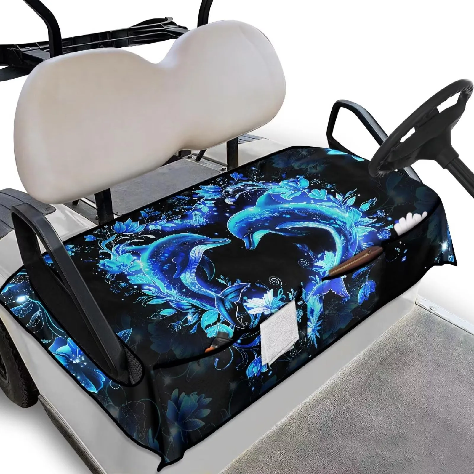 Knextrepoy Golf Cart Seat Cover with 4 Pockets