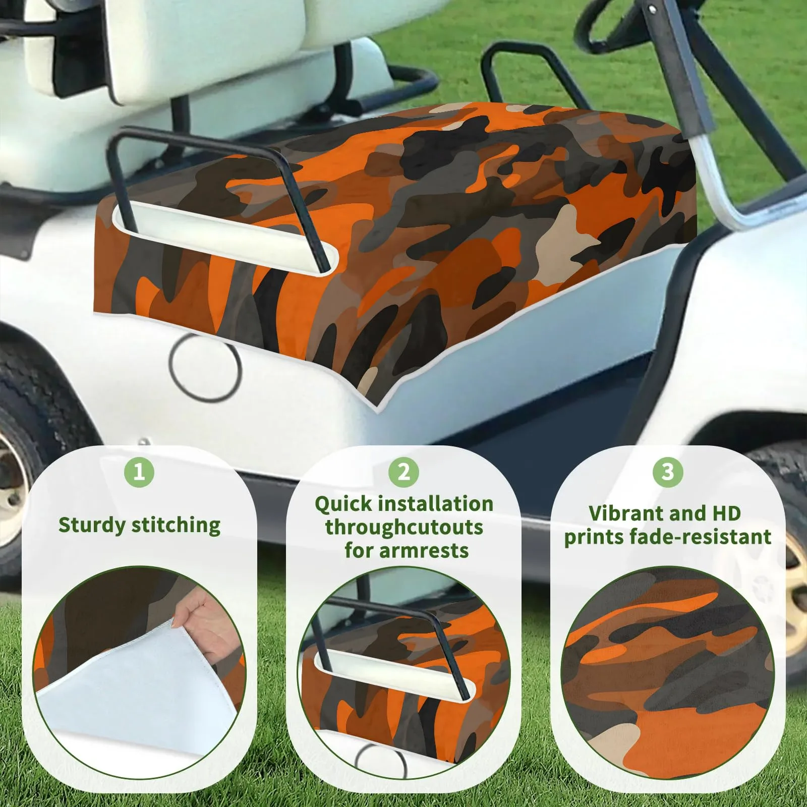 Tiveruda Retro Camo Golf Cart Seat Cover, 51 x 31 in image 3