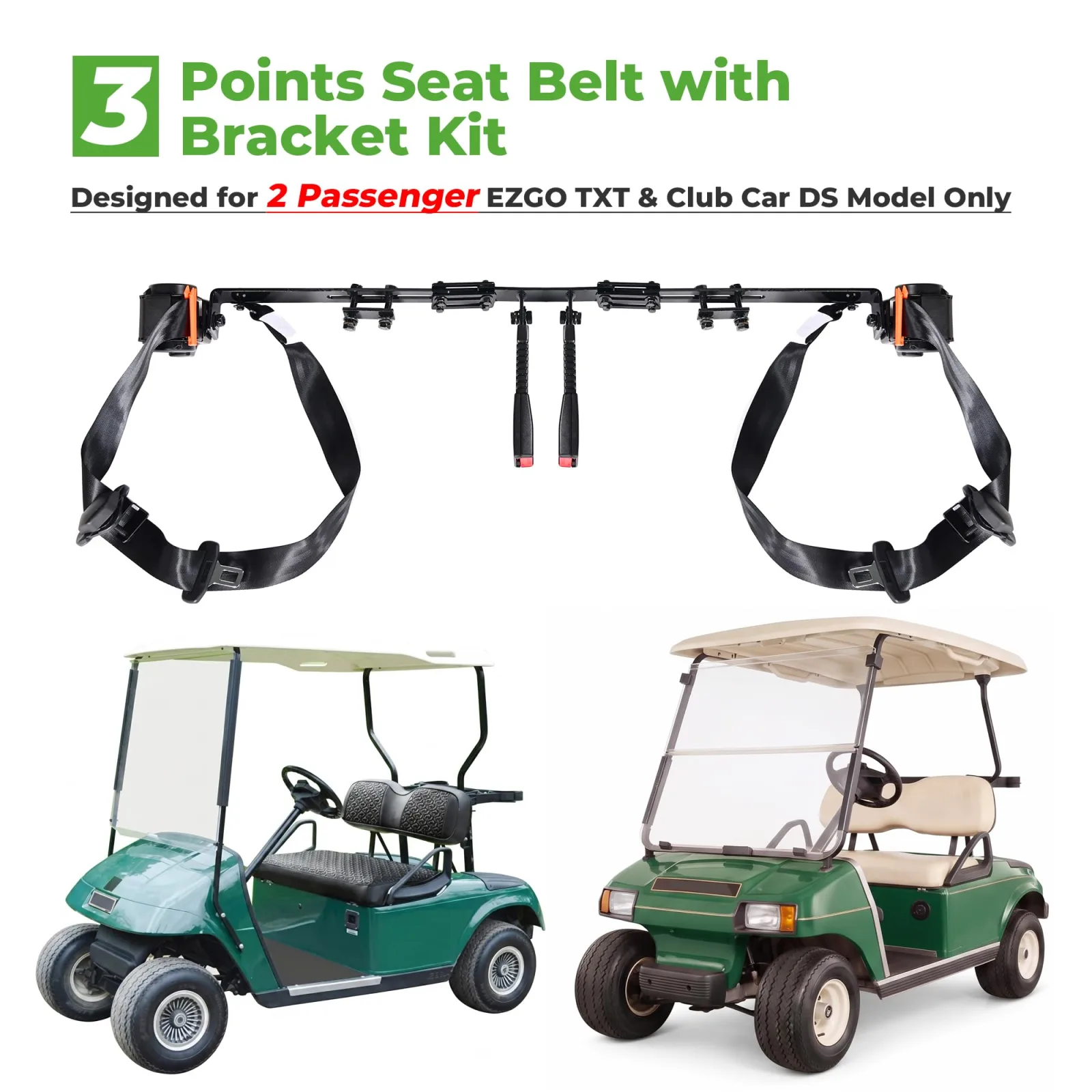 10L0L 3-Point Seat Belt Bracket Kit for E-Z-GO TXT & Club Car DS image 3