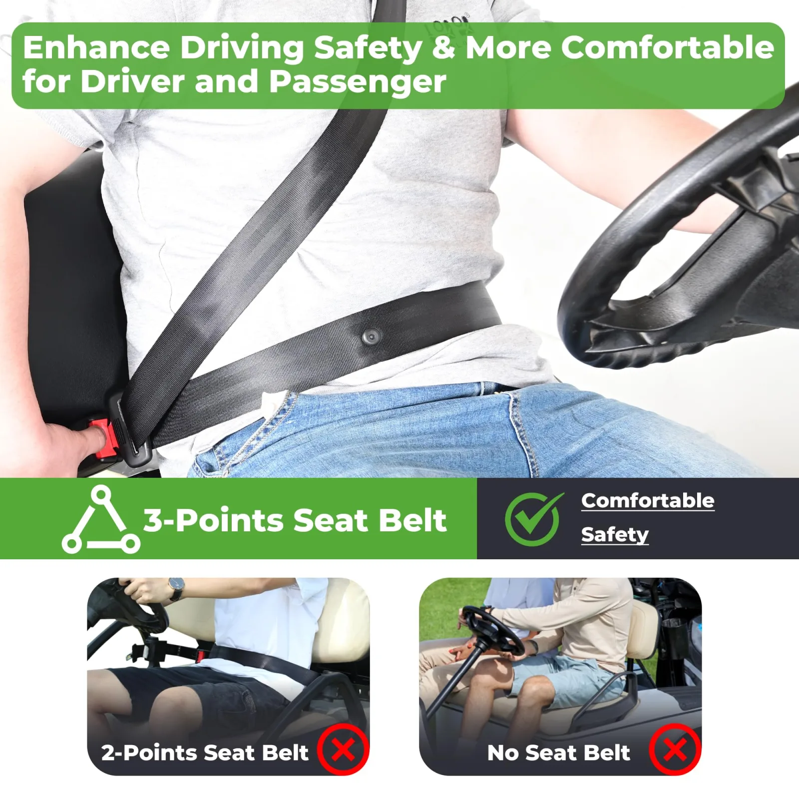 10L0L 3-Point Seat Belt Bracket Kit for E-Z-GO TXT & Club Car DS image 4