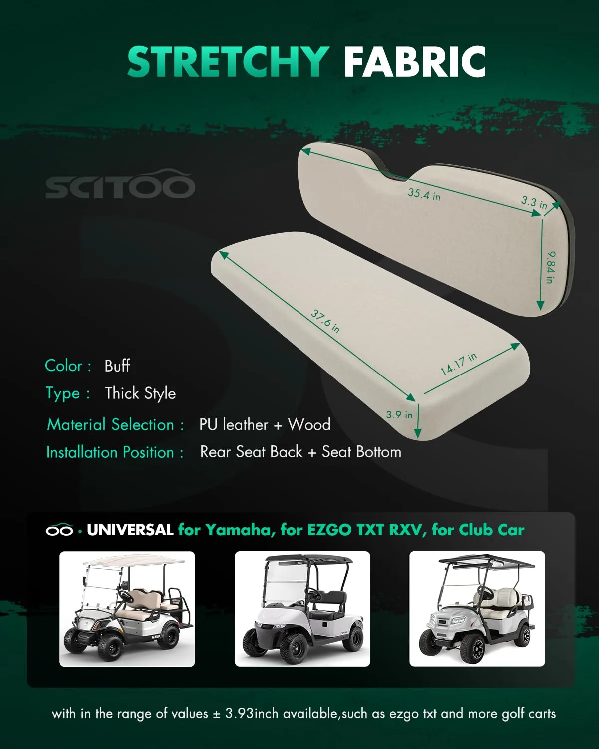 SCITOO Rear Flip Seat Cushions for Golf Carts image 2