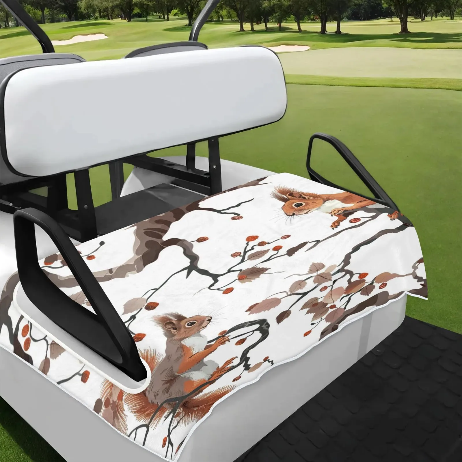 Tiveruda Funny Squirrel Autumn Golf Cart Seat Cover 51" x 31"