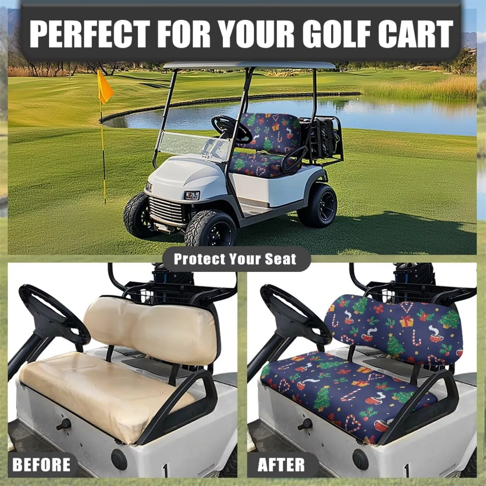 Quidrwyo Christmas Tree Golf Cart Seat Covers image 4