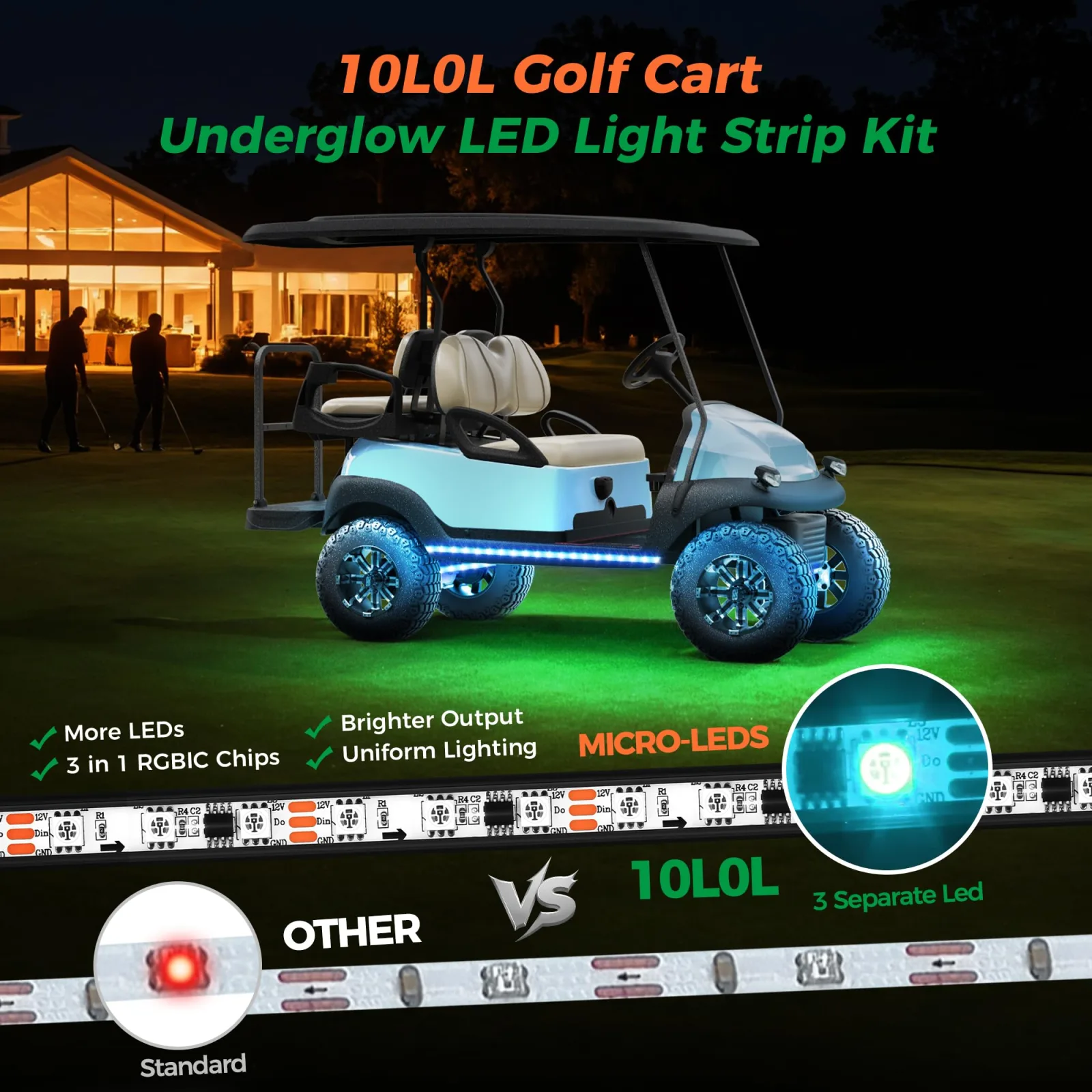 10L0L Golf Cart Underglow LED Light Kit image 3