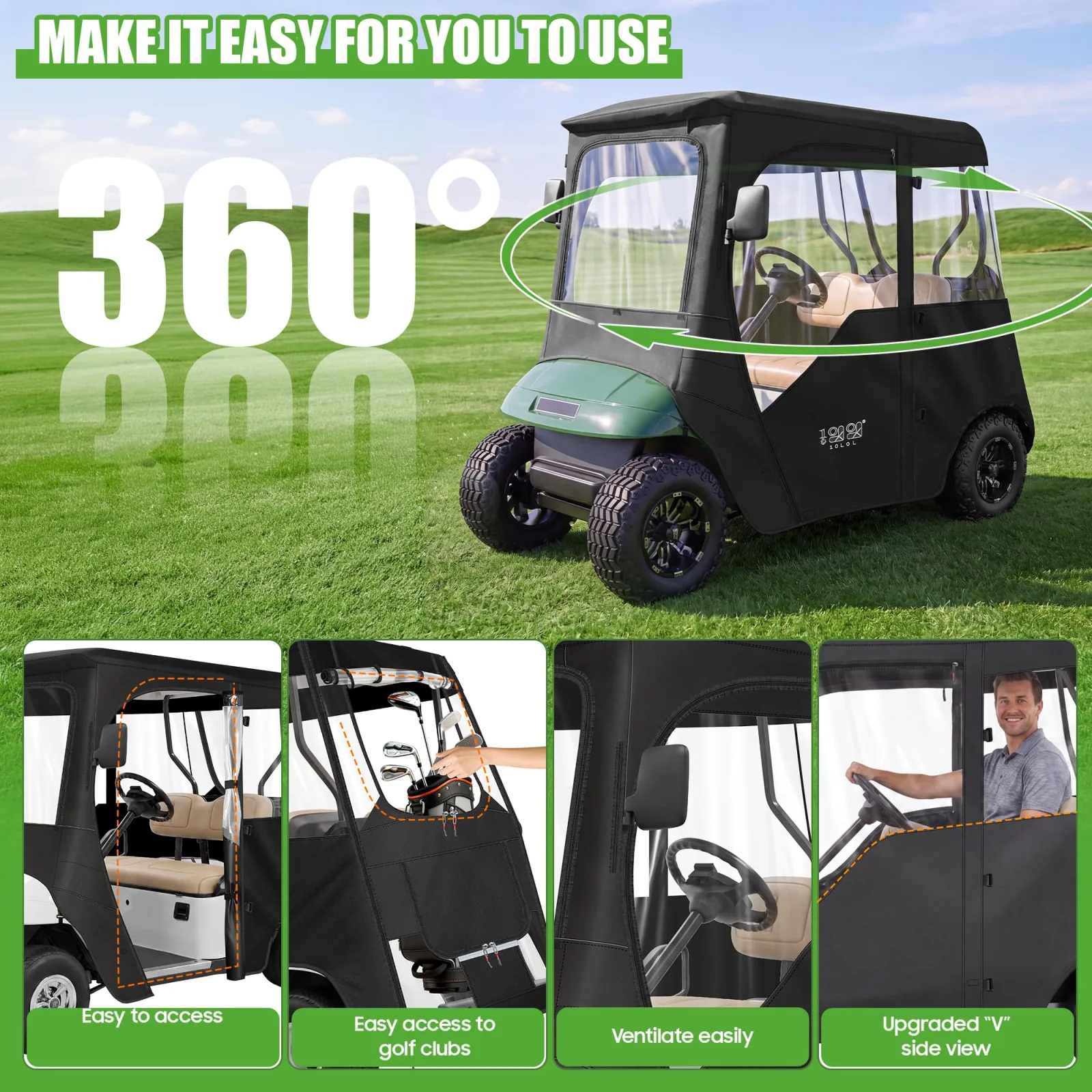 10L0L Golf Cart Enclosure for E-Z-GO TXT, 2 Passenger image 3