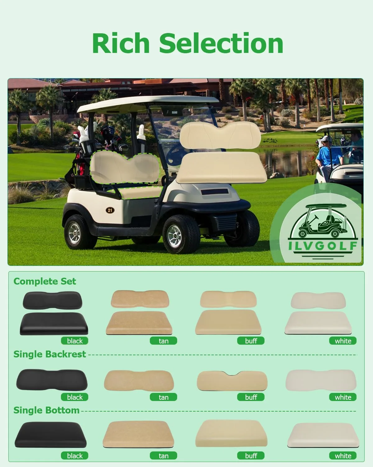 ILVGOLF Front Seat Cushions for Club Car Precedent image 3