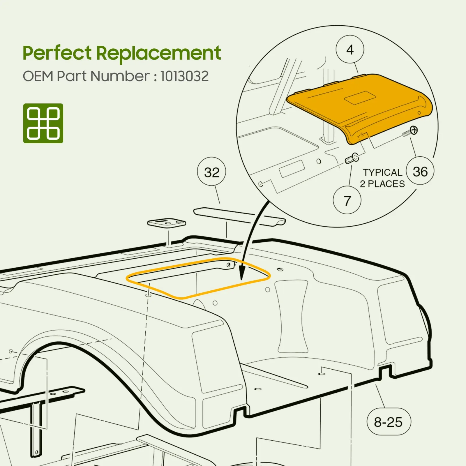 10L0L Rear Access Panel for Club Car DS 1993-2002 image 4