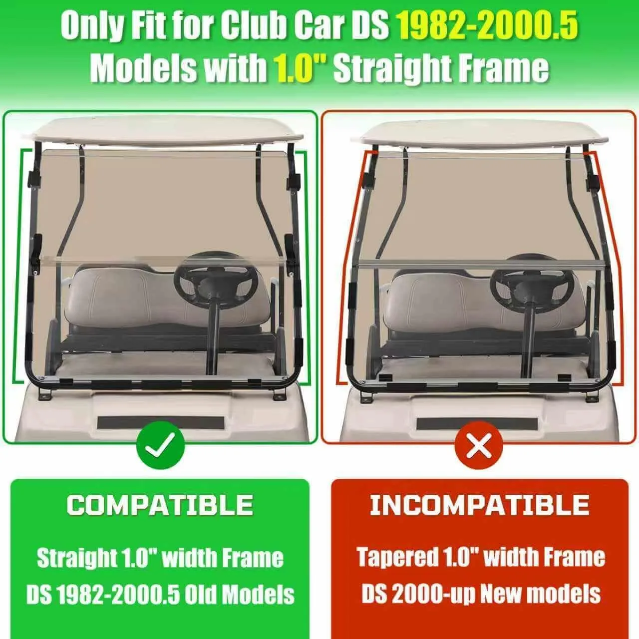 LEAPGOMAX Tinted Windshield for Club Car DS 1982-2000.5 image 2