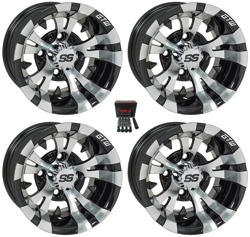 GTW Vampire 10-Inch Golf Cart Wheels, Machined/Black