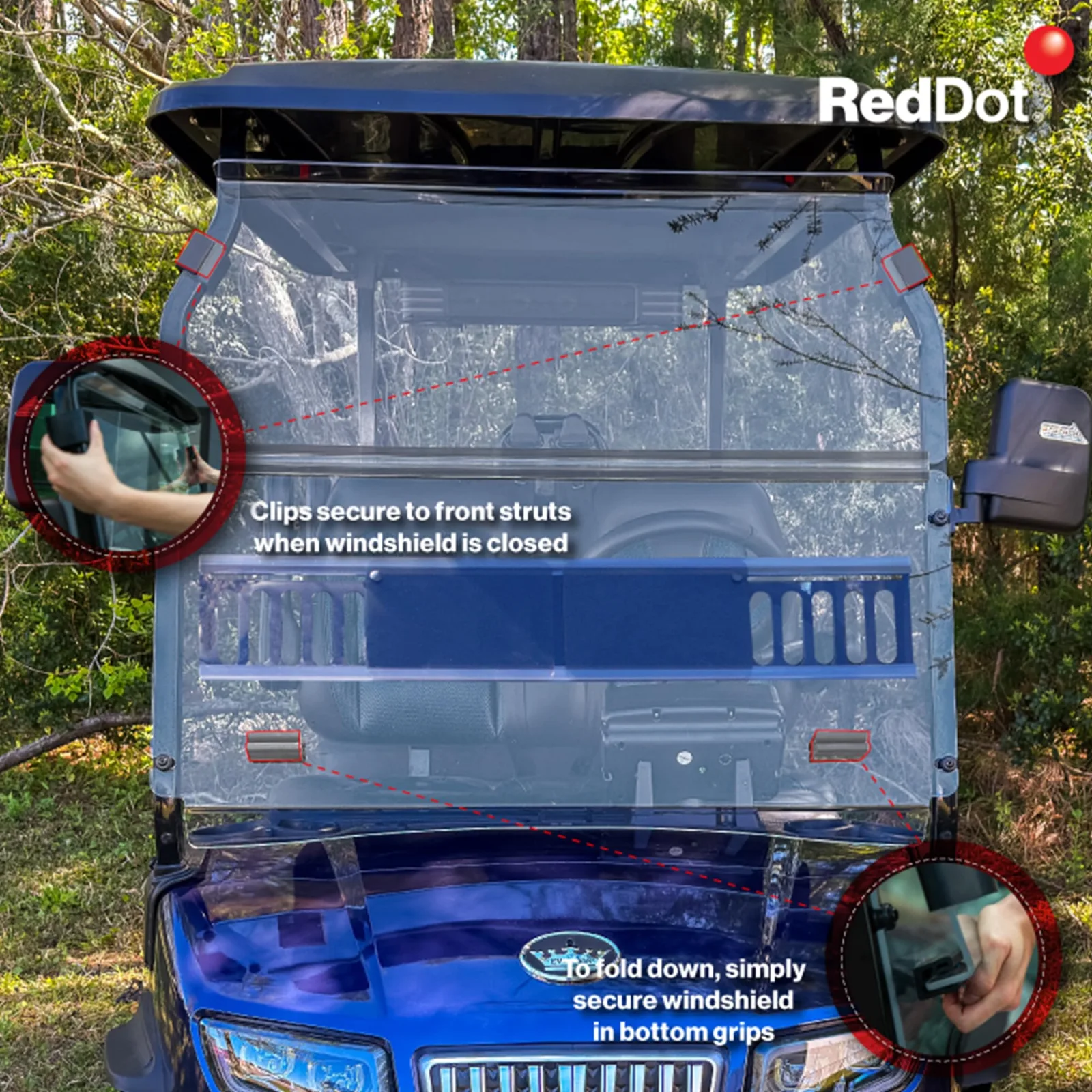 RED DOT Vented Windshield for Evolution D5 Golf Carts image 4