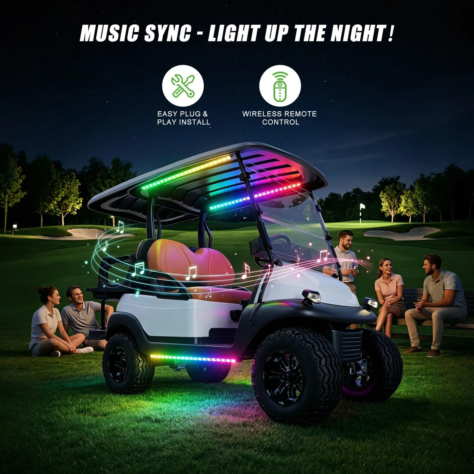 10L0L Golf Cart Underglow Light Kit, 2-Strip 12V-80V image 3