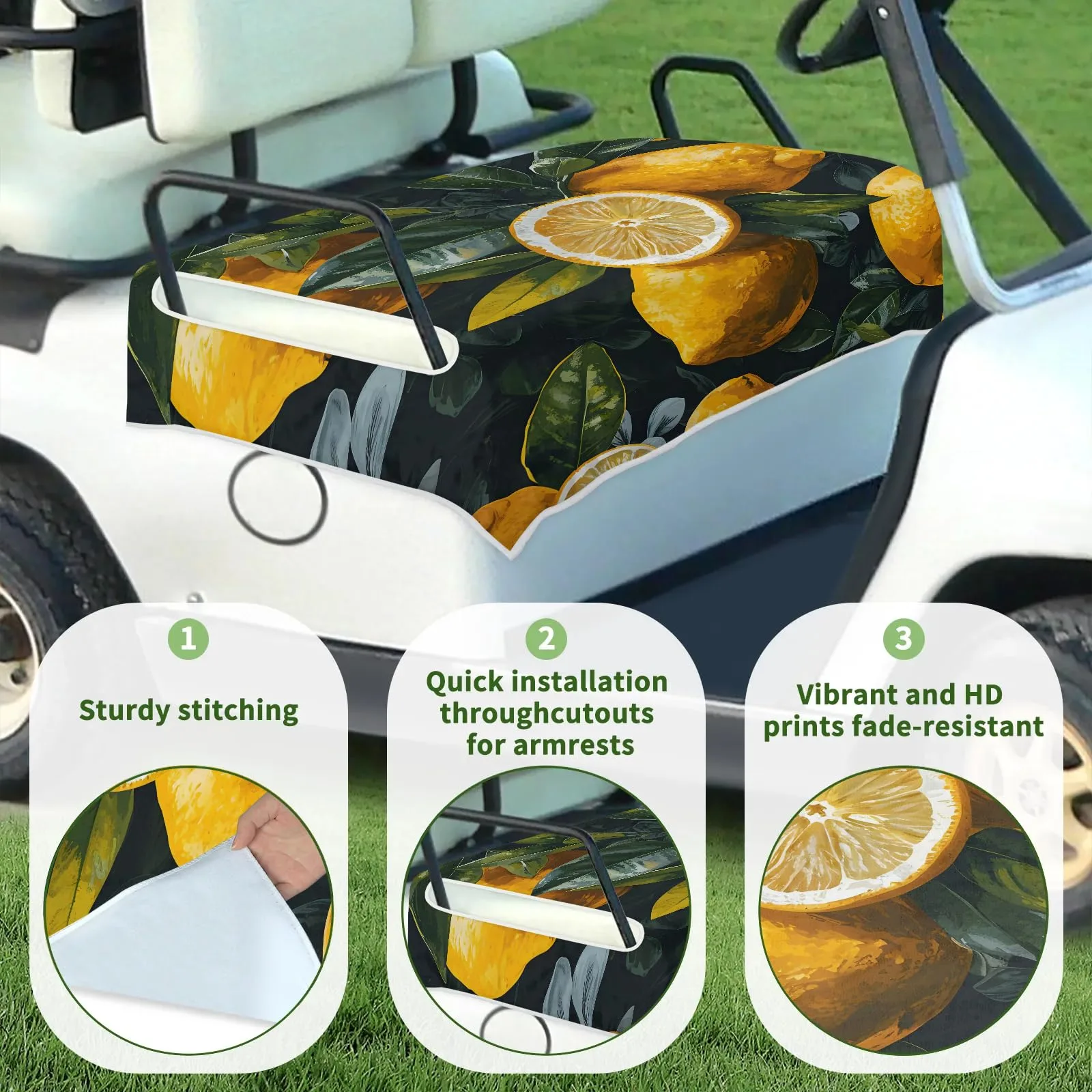 Tiveruda Lemon Pattern Golf Cart Seat Cover image 3