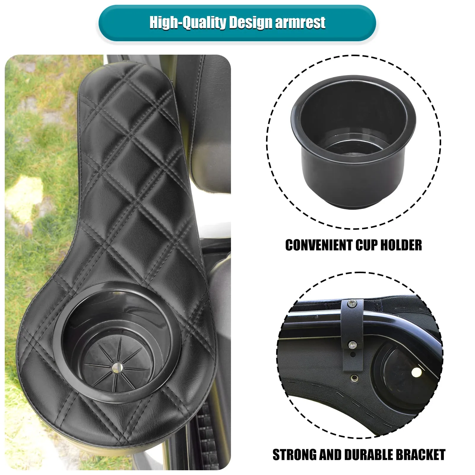 NOKINS Armrest with Cup Holder for Advanced EV Golf Carts image 2