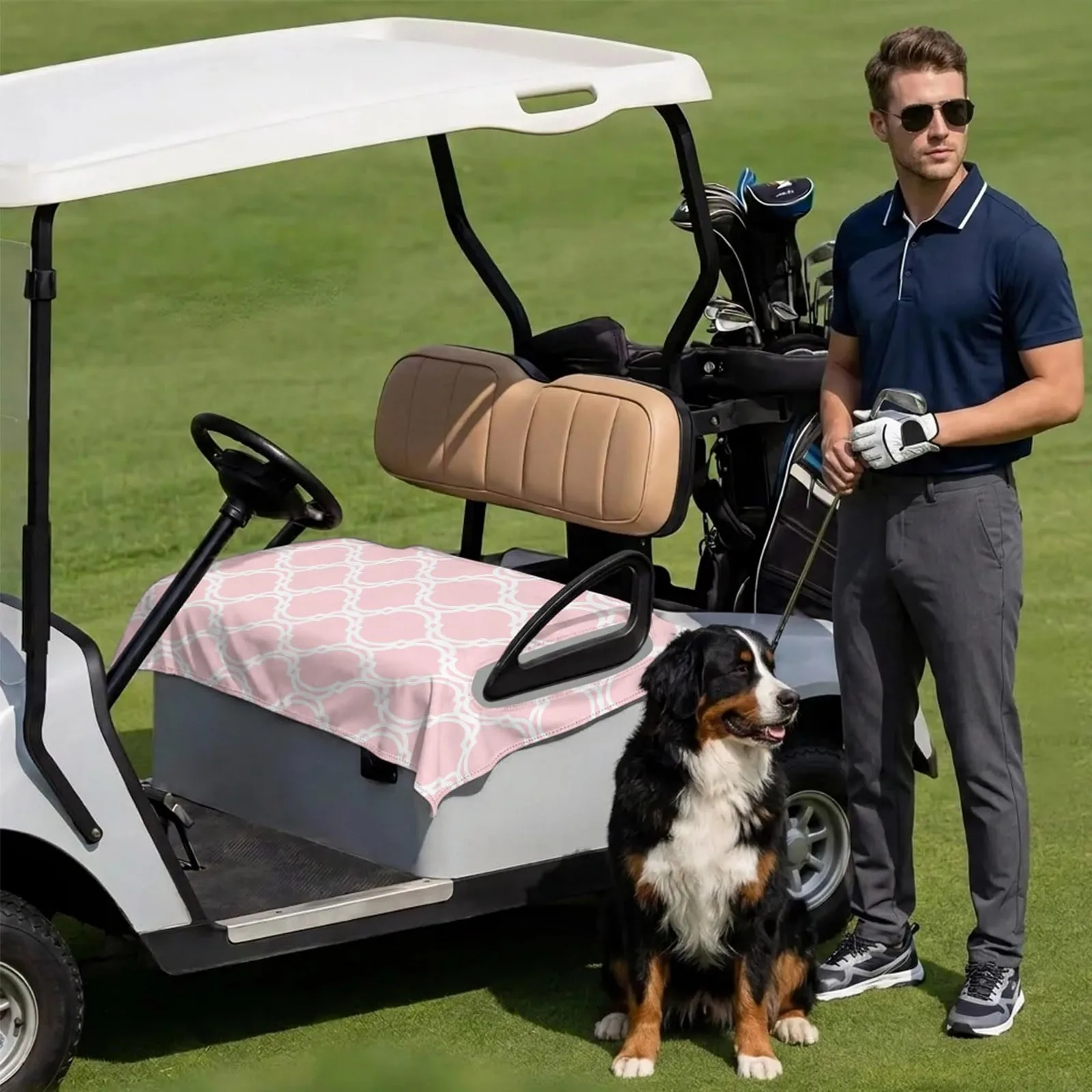 DecorLovee Pink Microfiber Golf Cart Seat Cover Towel 51 x 31 image 3