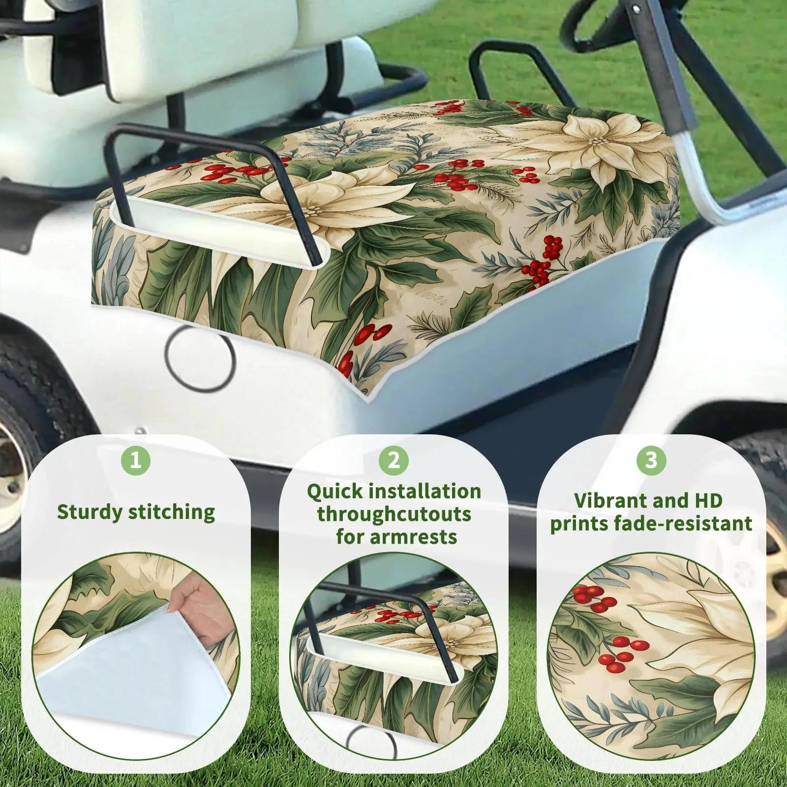 Tiveruda 51" x 31" Golf Cart Seat Cover for 2-Person Seats image 3