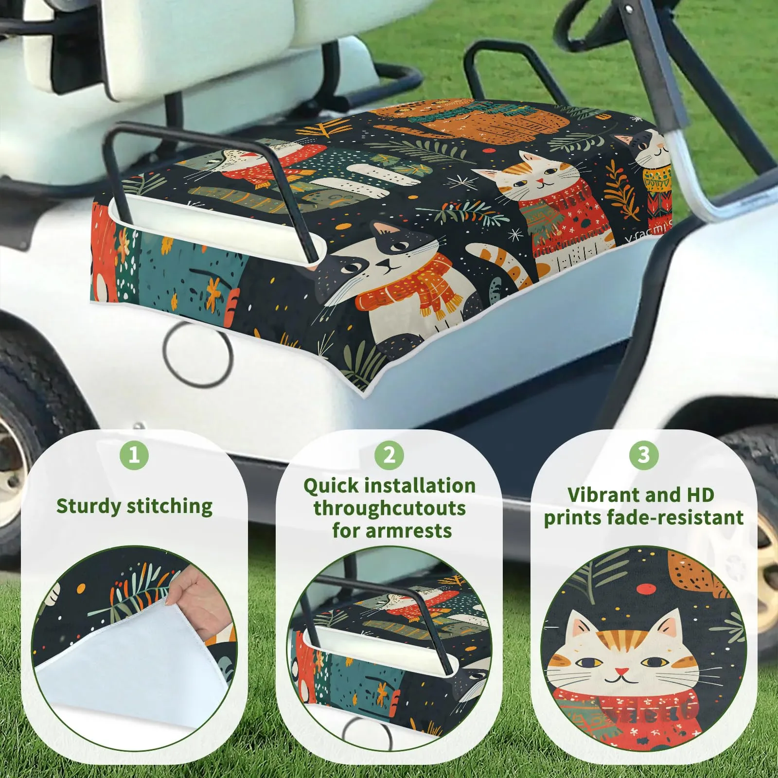 Tiveruda Golf Cart Seat Cover for Double Seats, 51 x 31 in. image 3