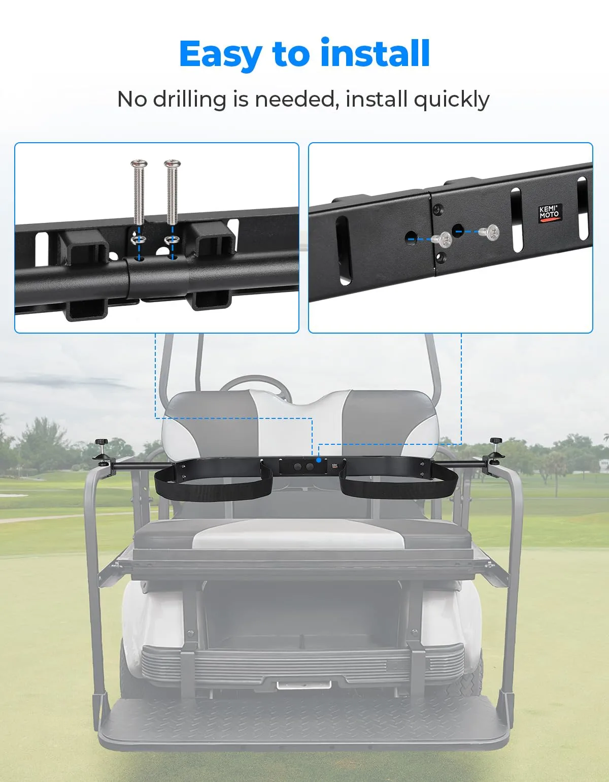 KEMIMOTO Golf Cart Bag Holder Bracket KMB1415-00002-BK image 2